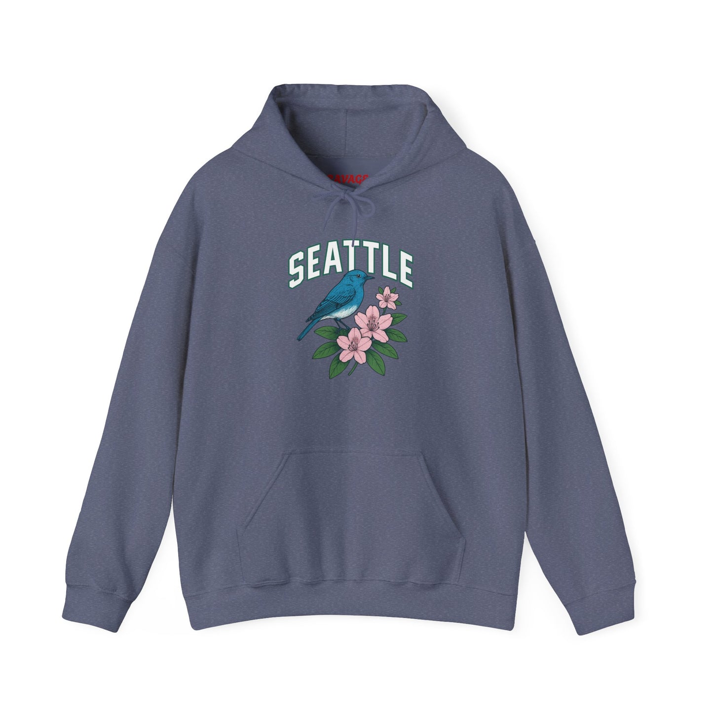 Seattle Bird & Floral Unisex Hoodie, Cozy Sweatshirt, Gift for Nature Lovers, Casual Wear, Travel Souvenir, Relaxed Style