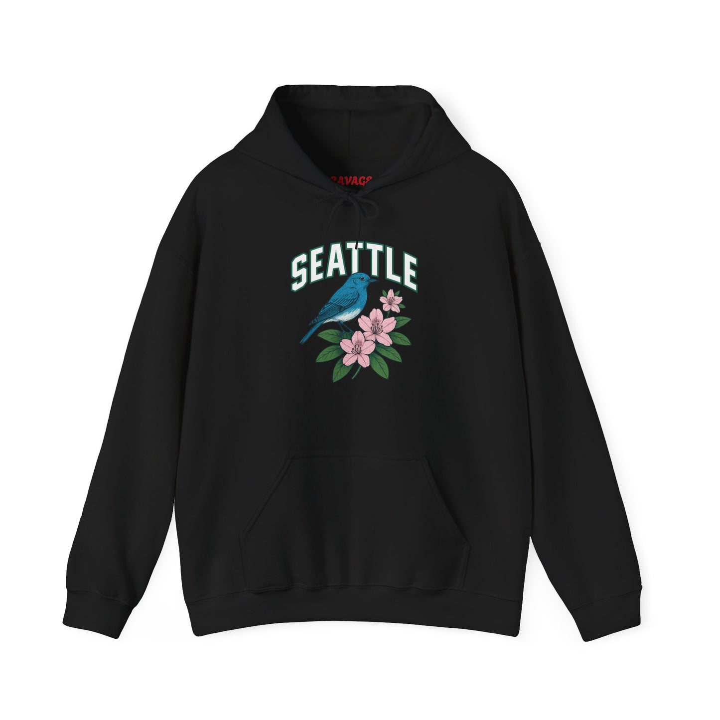 Seattle Bird & Floral Unisex Hoodie, Cozy Sweatshirt, Gift for Nature Lovers, Casual Wear, Travel Souvenir, Relaxed Style