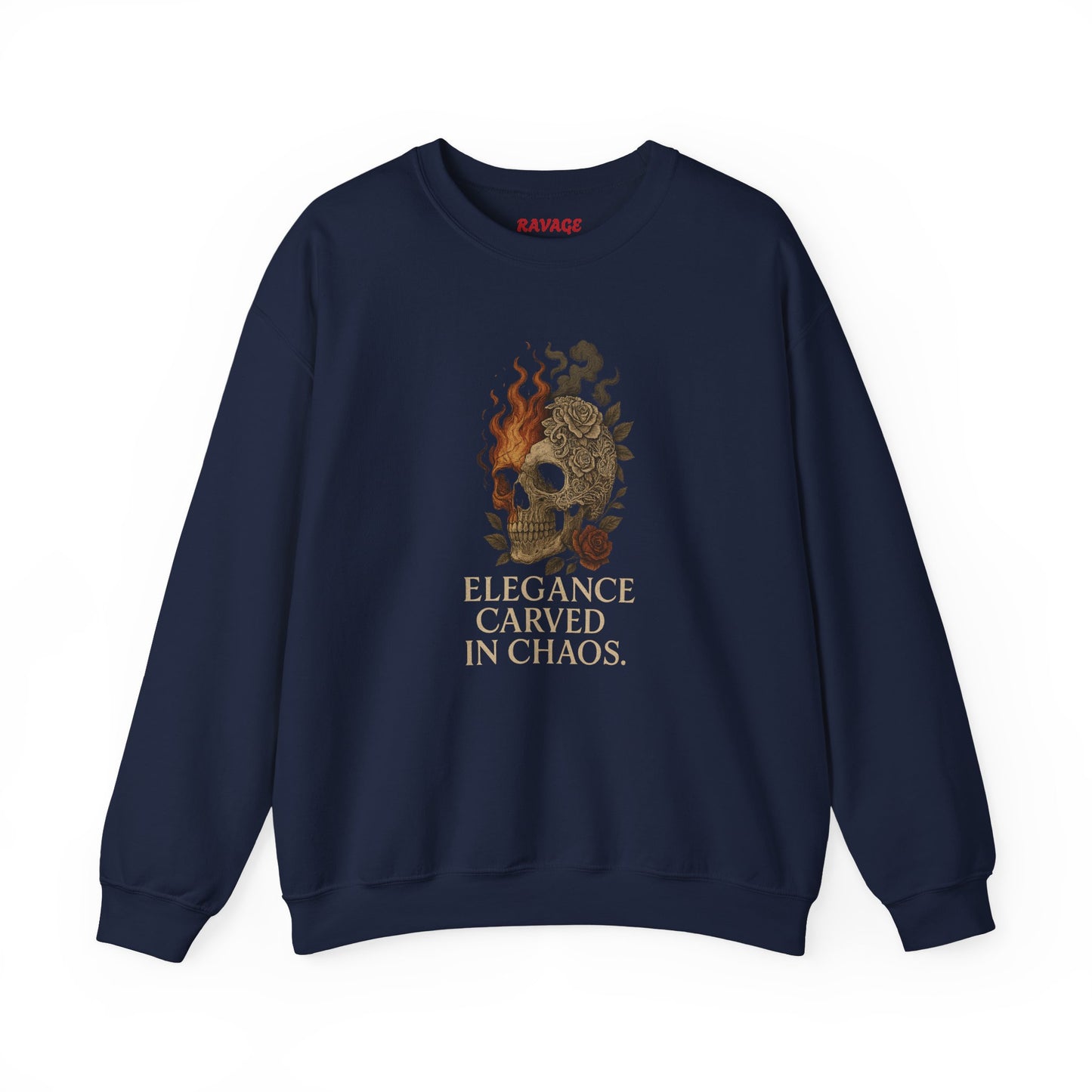 ELEGANCE CARVED IN CHAOS Unisex Crewneck Sweatshirt – Heavy Blend Pullover for Casual Wear | Cozy Streetwear Gift for Her, Feminist Fashion Statement