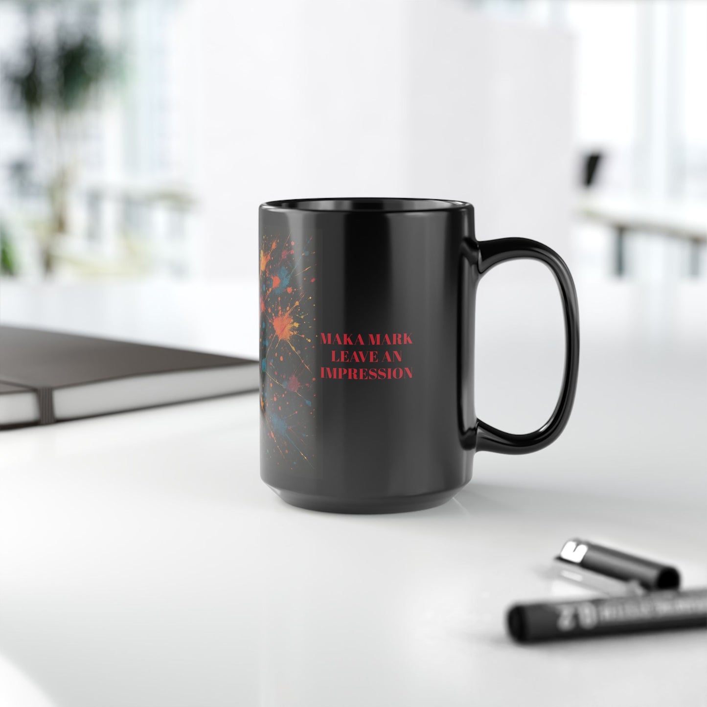 ART OF IMPACT Colorful Splash Inspiration Mug, Artistic Coffee Cup, Unique Art Print