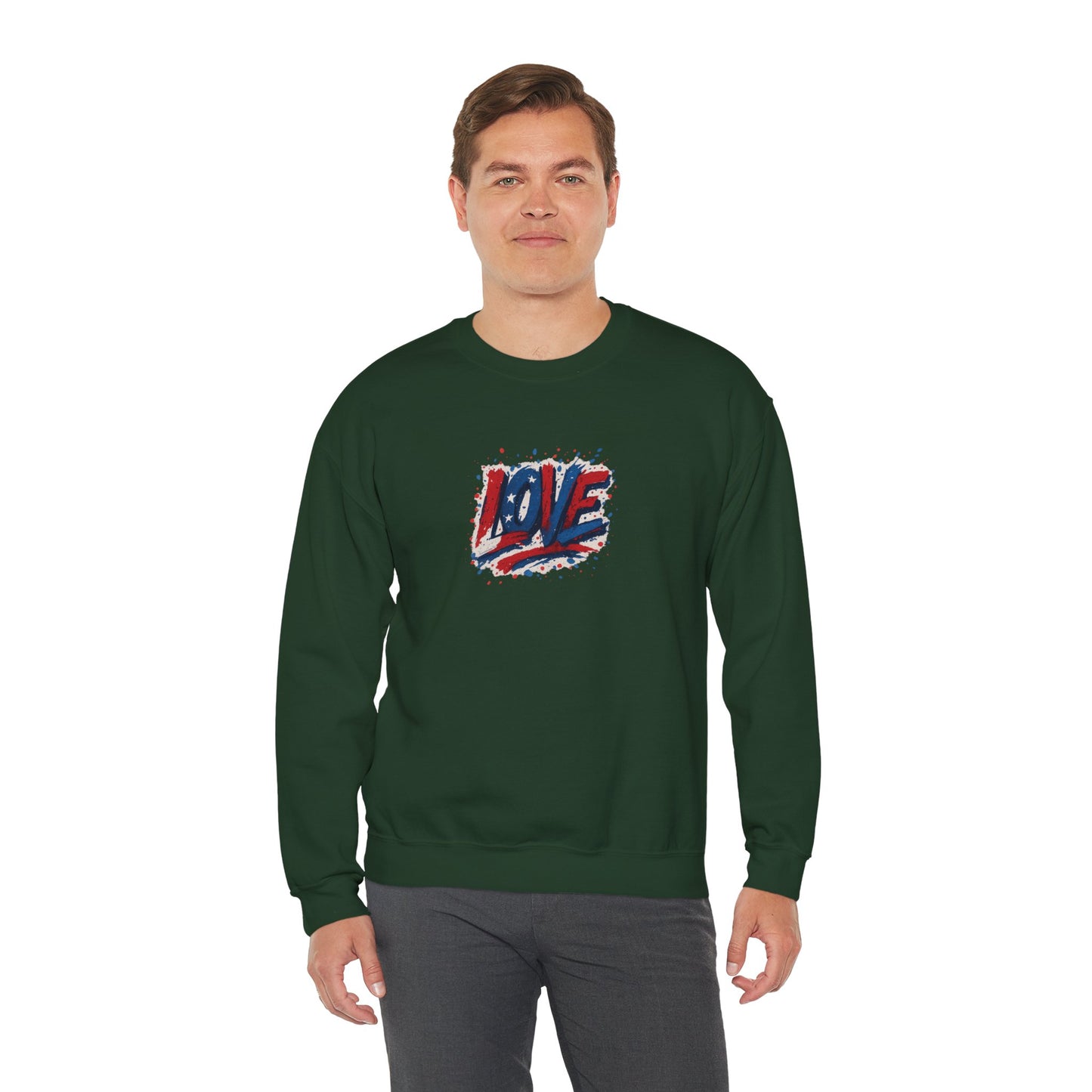 Patriotic Love Sweatshirt | Unisex Crewneck, Cozy Top for Celebrations, Gifts, Independence Day, Casual Style, Everyday Comfort