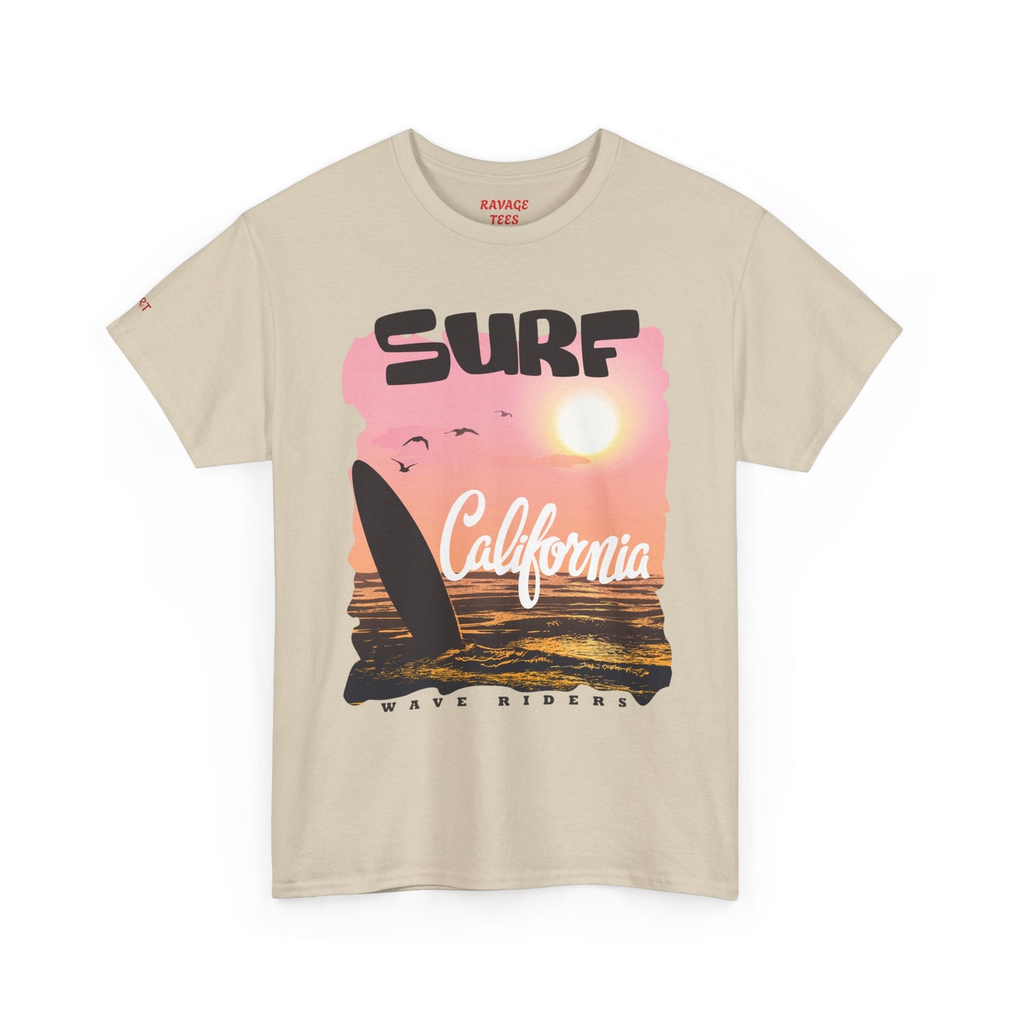 Surf California Suns Unisex Heavy Cotton Teet T-Shirt | Wave Riders Graphic Tee | Ravage Tees Beach & Surf Collection