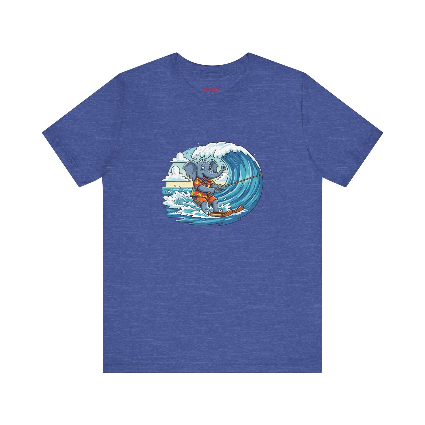 Surfing Elephant Unisex Tee, Beachwear, Cute Animal Shirt, Summer Vibe Tee, Gift for Nature Lovers, Casual Everyday Wear