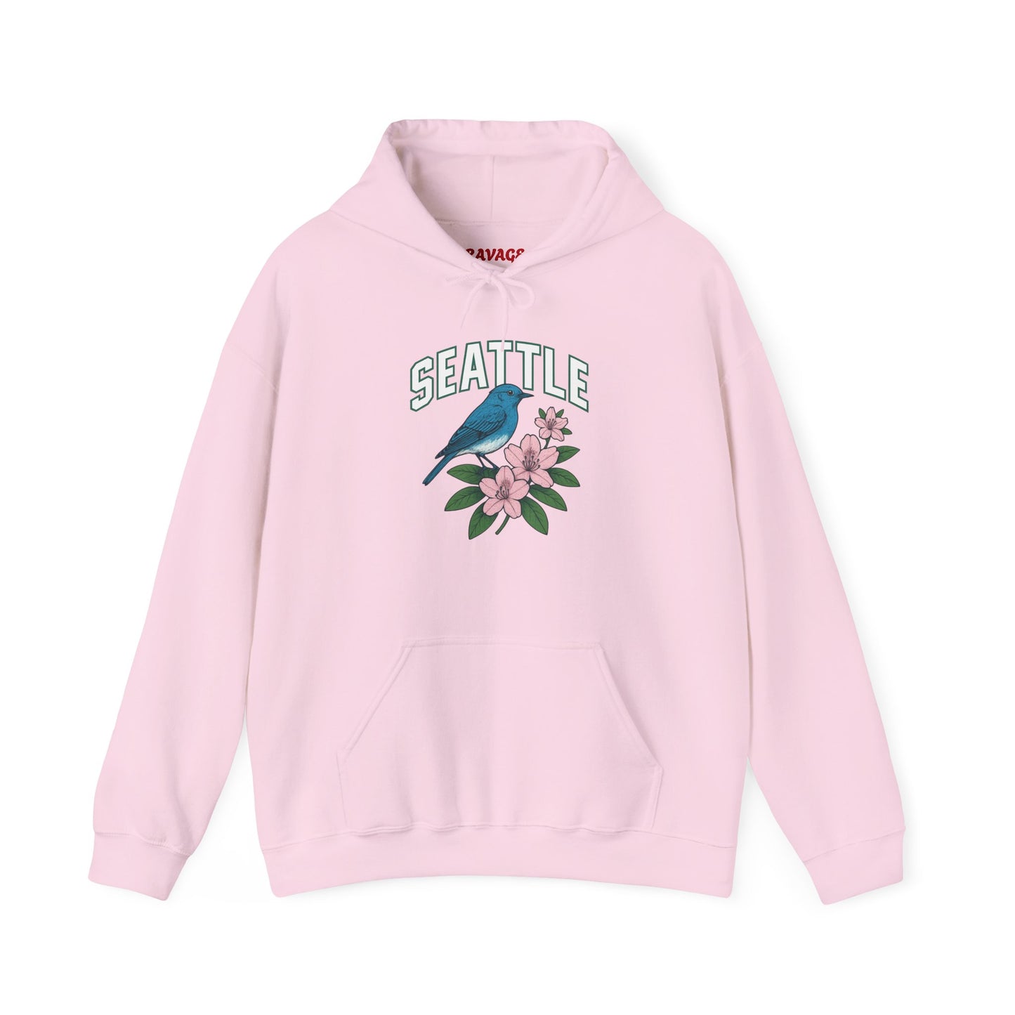 Seattle Bird & Floral Unisex Hoodie, Cozy Sweatshirt, Gift for Nature Lovers, Casual Wear, Travel Souvenir, Relaxed Style