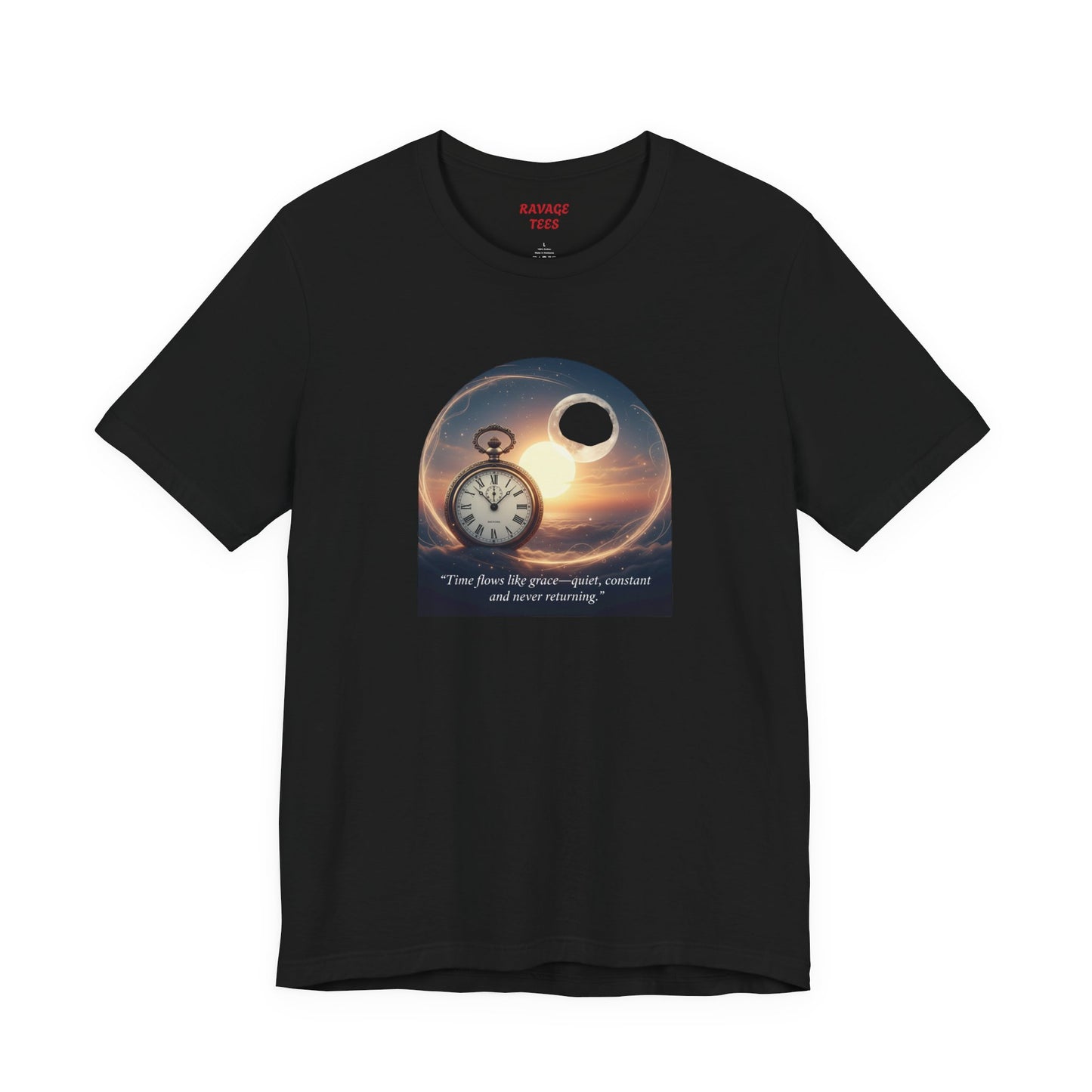 Time Flows Like Grace Cosmic Time Short Sleeve Tee, Celestial T-Shirt, Space Lover Gift, Astrology Shirt, Motivational Tee, Moon Phase Apparel
