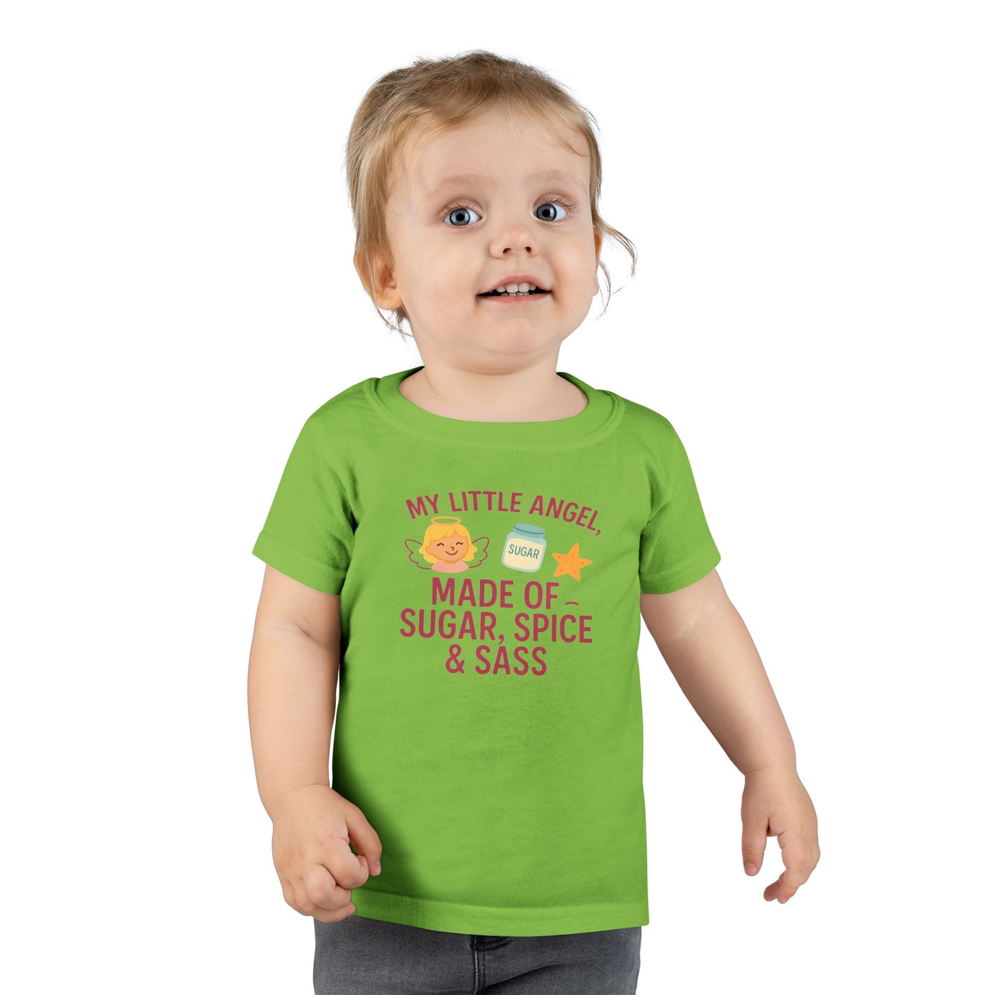 Toddler T-Shirt - My Little Angel - Made of Sugar, Spice & Sass - Cute Gift for Birthday, Baby Shower, Toddler Playdates, Everyday Wear