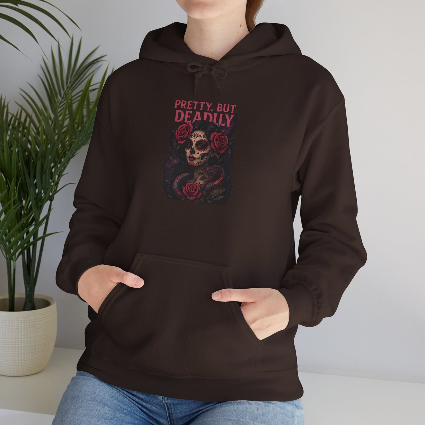 PRETTY BUT DEADLY Graphic Hoodie – Unisex Pullover Sweatshirt for Nature Lovers | Cozy Streetwear for Spring, Casual Wear & Eco-Friendly Gifts
