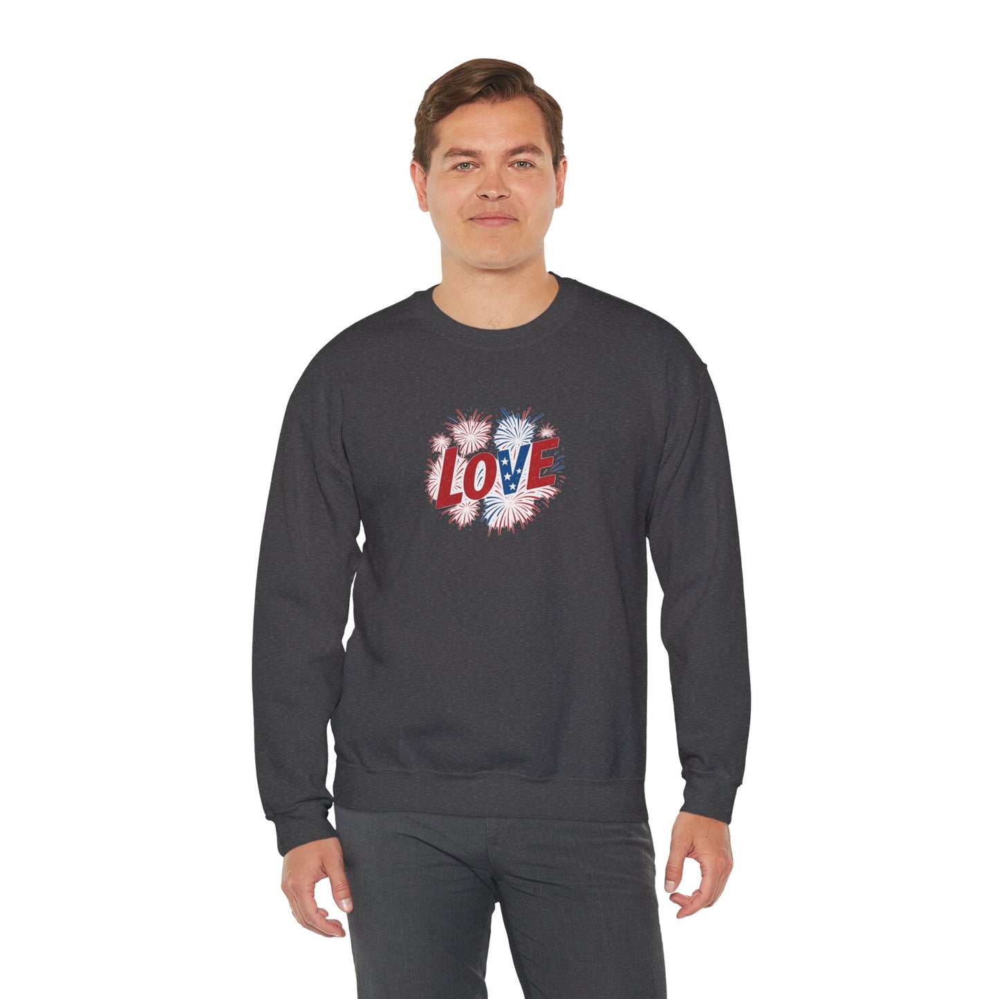 Patriotic Love Sweatshirt | Unisex Crewneck, Cozy Top for Celebrations, Gifts, Independence Day, Casual Style, Everyday Comfort