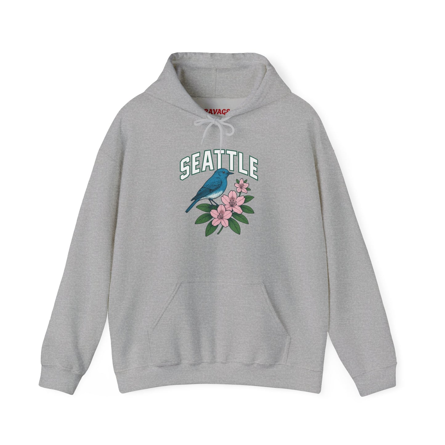 Seattle Bird & Floral Unisex Hoodie, Cozy Sweatshirt, Gift for Nature Lovers, Casual Wear, Travel Souvenir, Relaxed Style