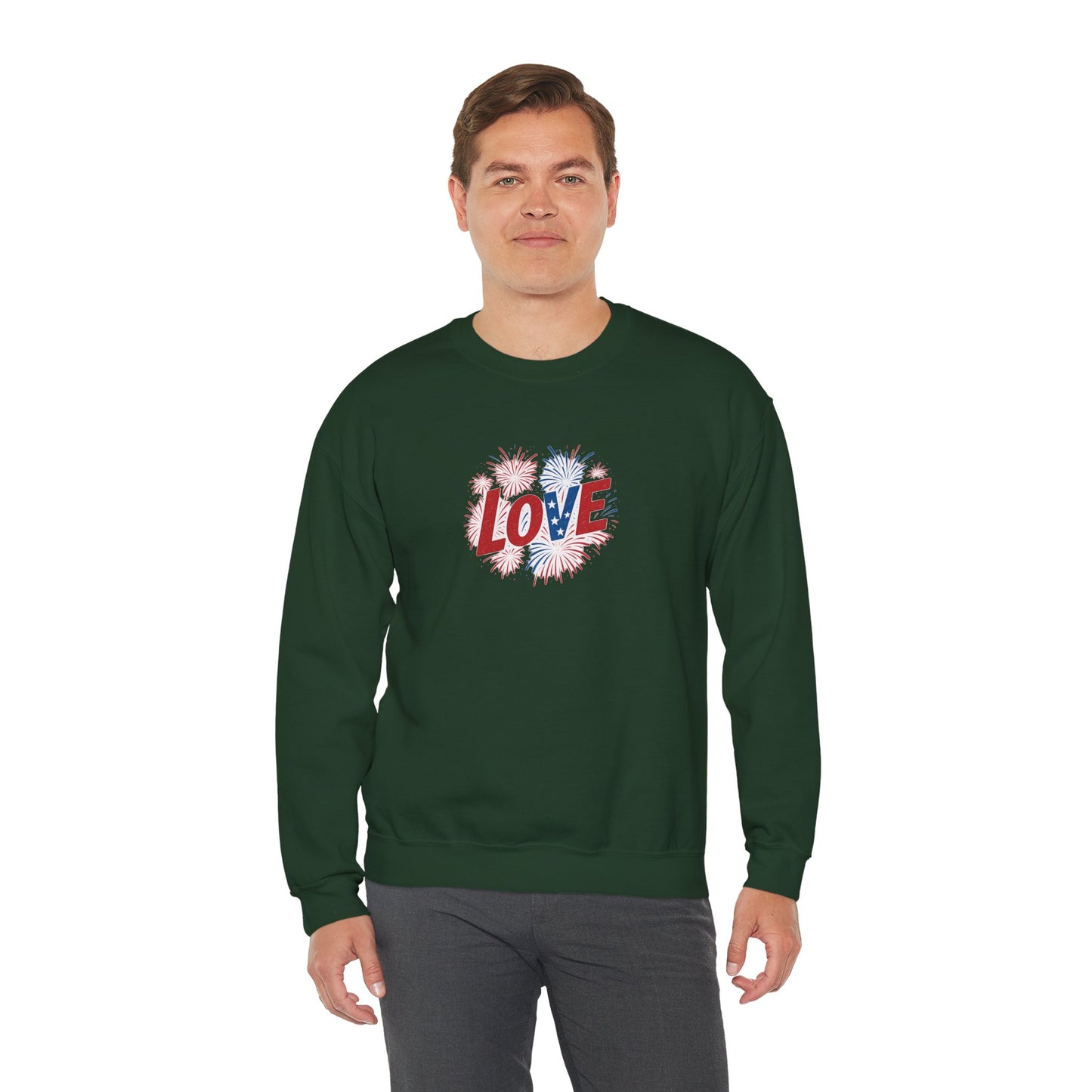 Patriotic Love Sweatshirt | Unisex Crewneck, Cozy Top for Celebrations, Gifts, Independence Day, Casual Style, Everyday Comfort