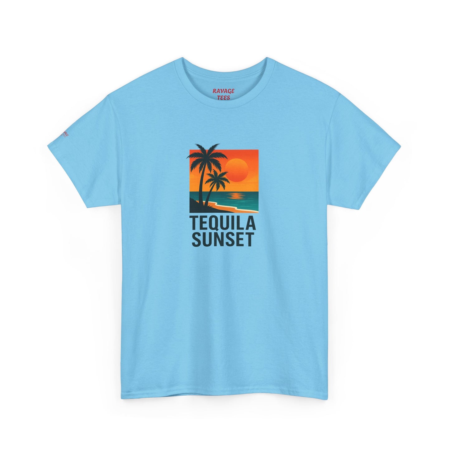 Tequila Sunset Unisex Heavy Cotton Tee | Beachwear, Vacation Shirt, Tropical Vibes
