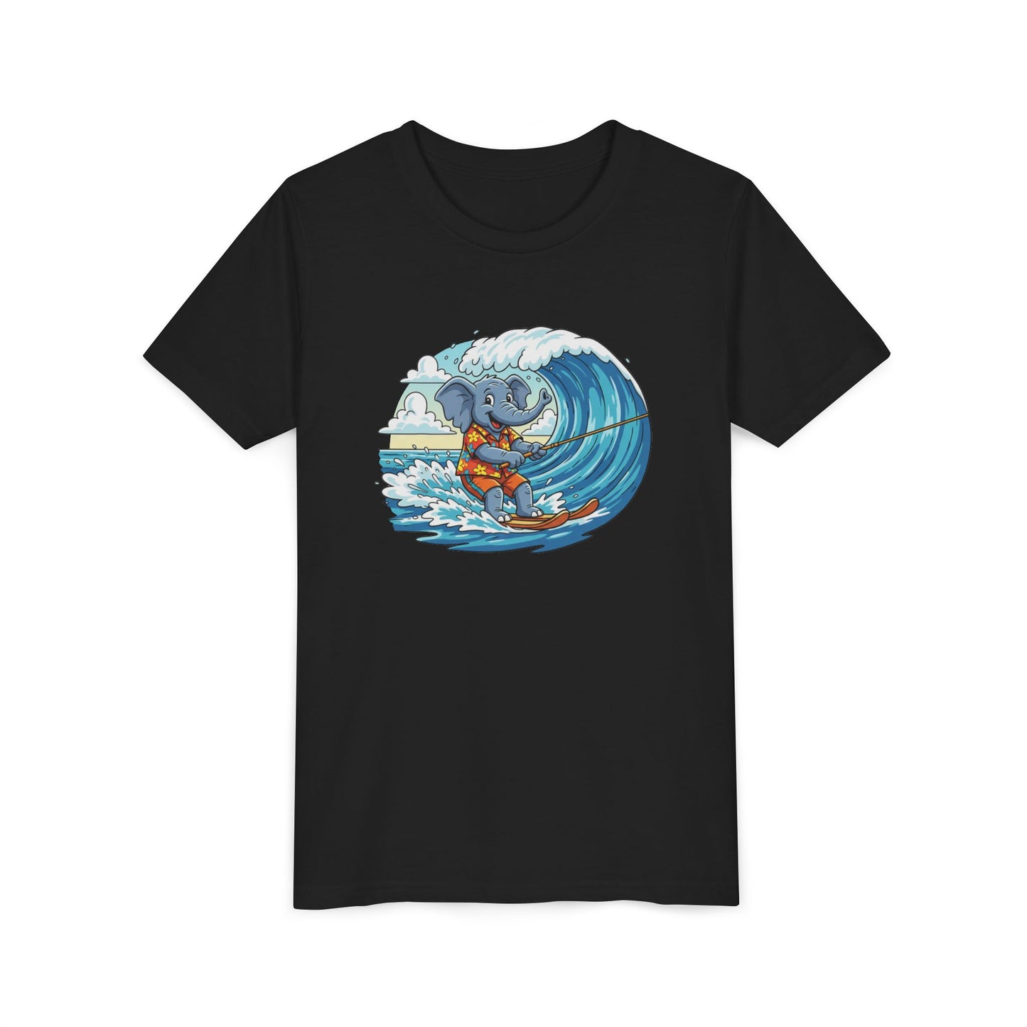 Youth Tee - Elephant Skiing Tee for Kids, Birthday Present, Animal Lovers Shirt, Playful Kids Shirt
