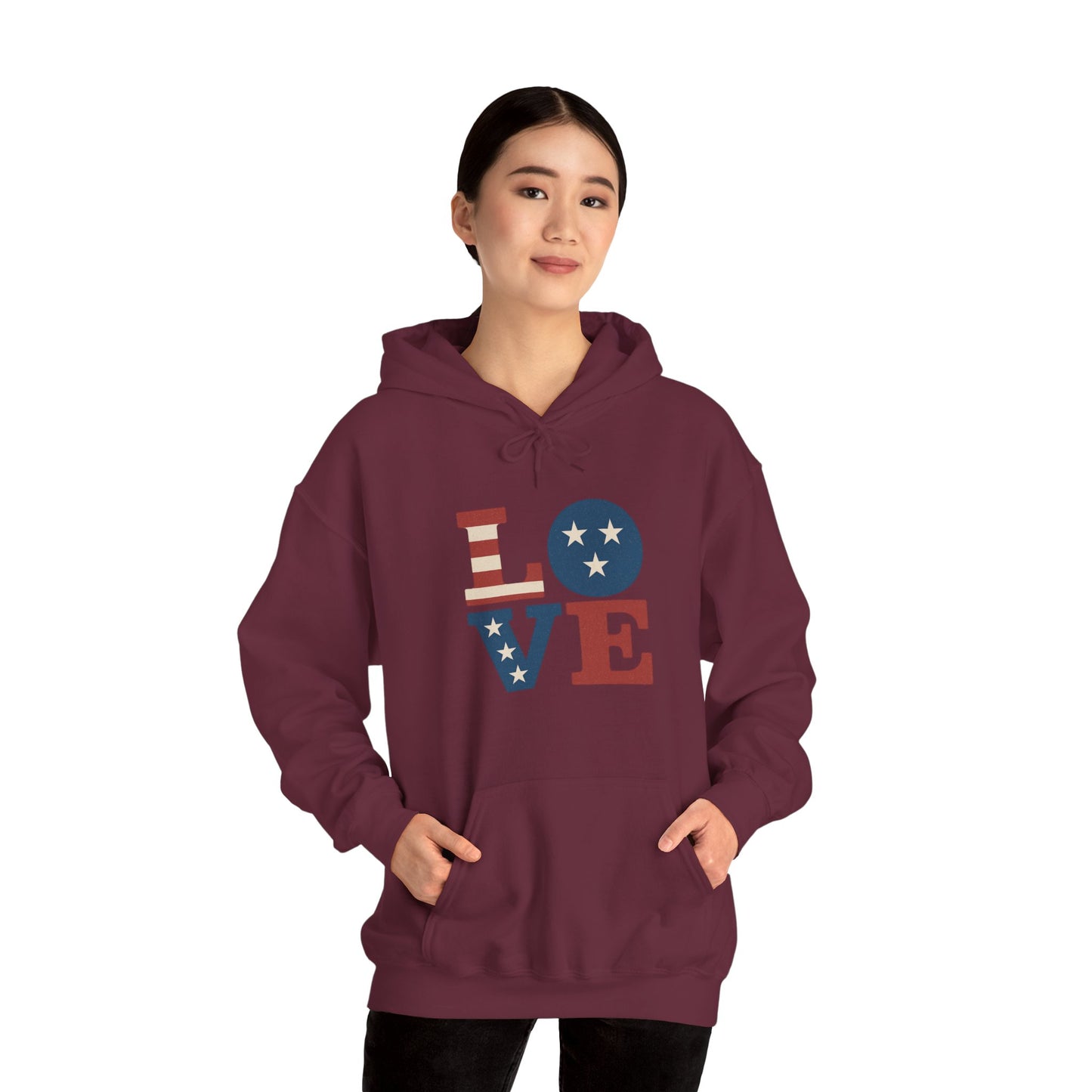 Unisex Hooded Sweatshirt with 'LOVE' Design - Cozy Gift for Friends, Valentine's Day, Casual Wear, Relaxation, Everyday Use