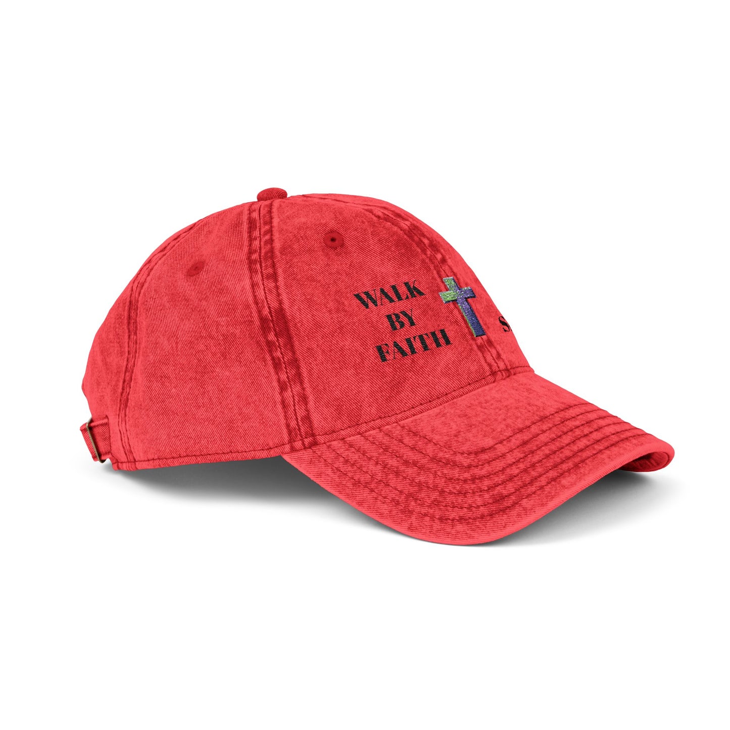 WALK BY FAITH NOT BY SIGHT--Vintage Faith Cap - Embroidered Hat, Christian Gift, Inspirational Apparel, Faith-Based Accessory, Religious Headwear