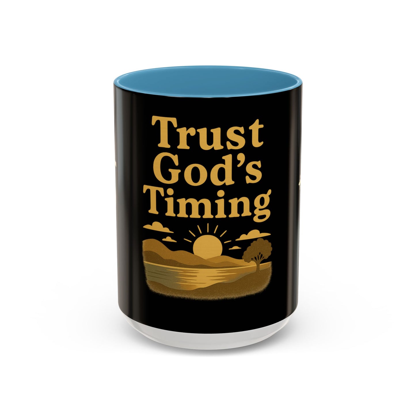 Trust God's Timing Christian Coffee Mug – Inspirational Accent Cup (11oz & 15oz), Faith-Based Gift for Coffee & Tea Lovers
