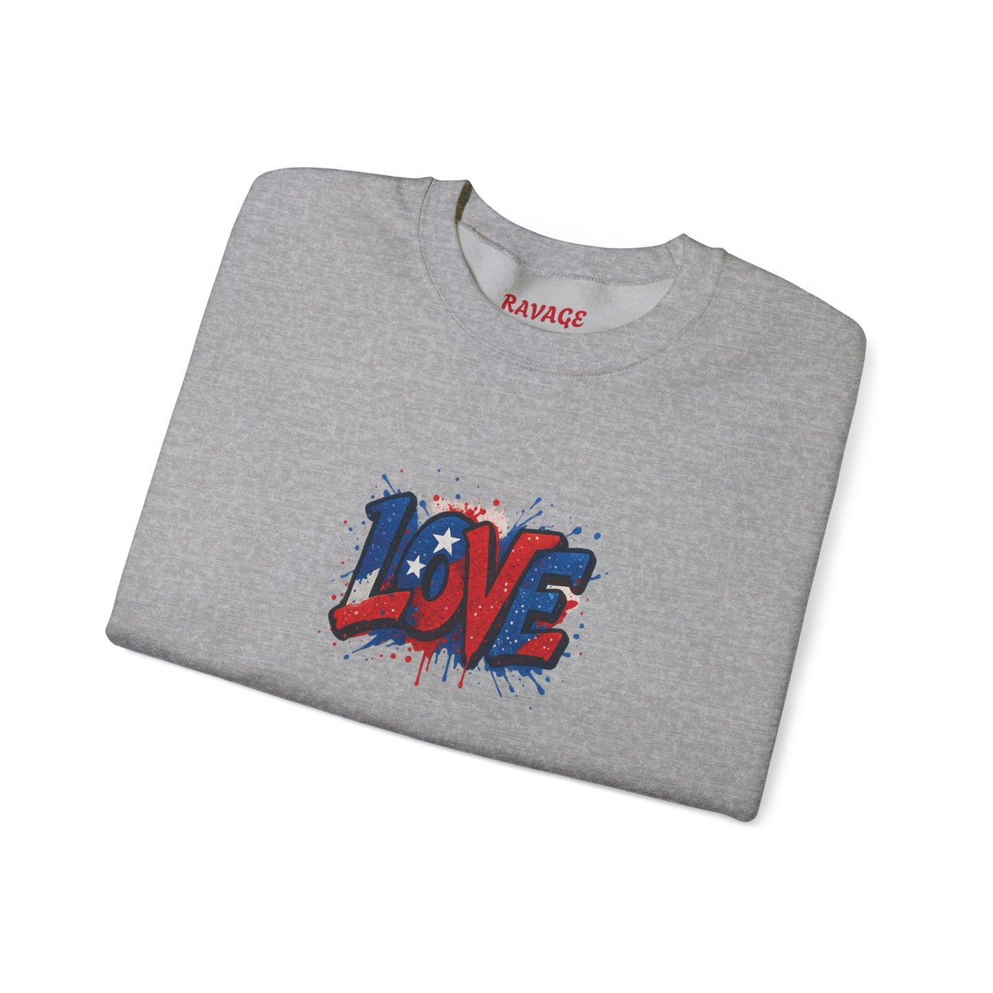 Patriotic Love Sweatshirt | Unisex Crewneck, Cozy Top for Celebrations, Gifts, Independence Day, Casual Style, Everyday Comfort