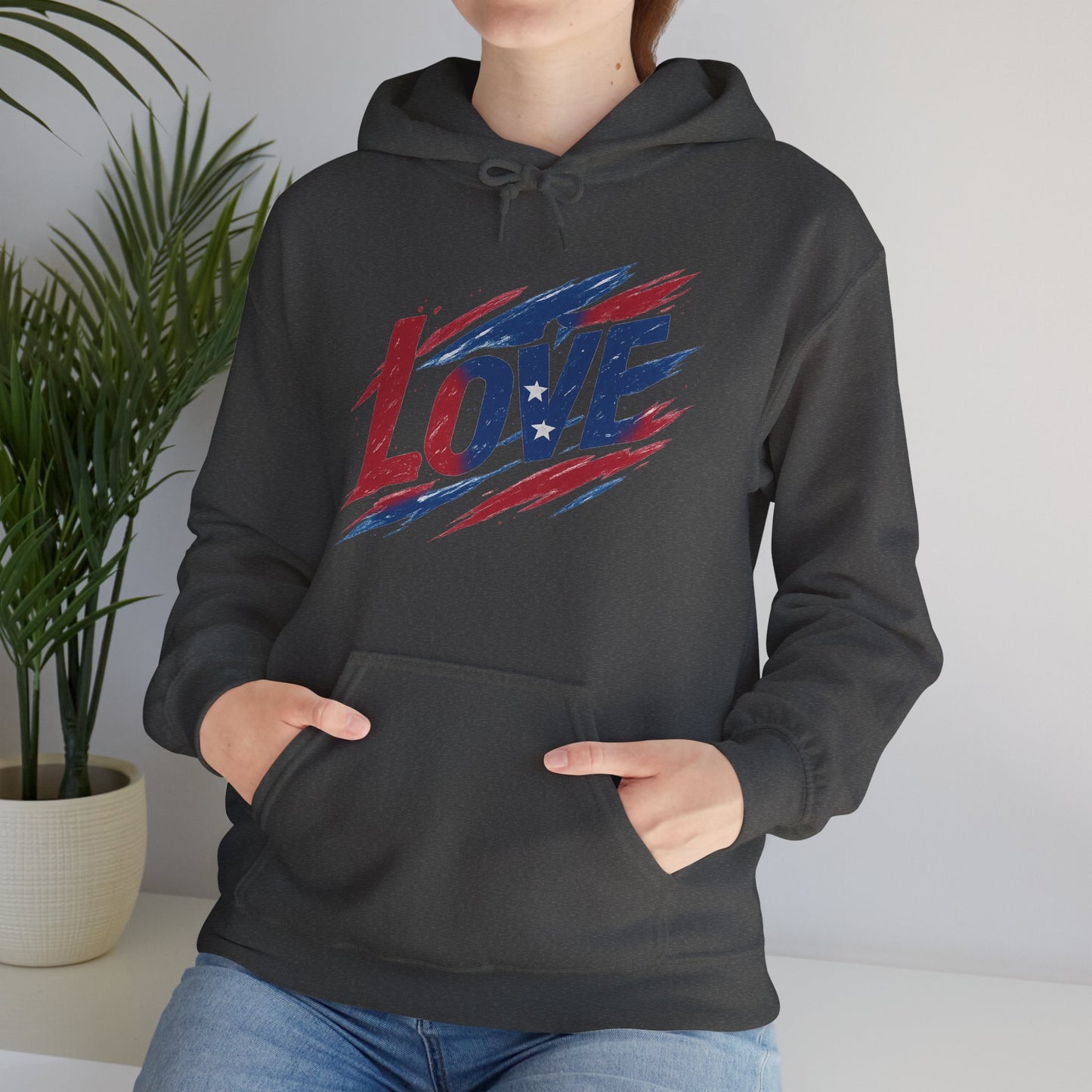 Unisex Hooded Sweatshirt with 'LOVE' Design - Cozy Gift for Friends, Valentine's Day, Casual Wear, Relaxation, Everyday Use