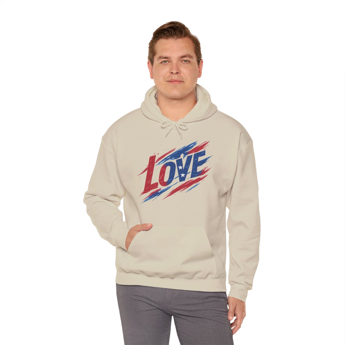 Unisex Hooded Sweatshirt with 'LOVE' Design - Cozy Gift for Friends, Valentine's Day, Casual Wear, Relaxation, Everyday Use