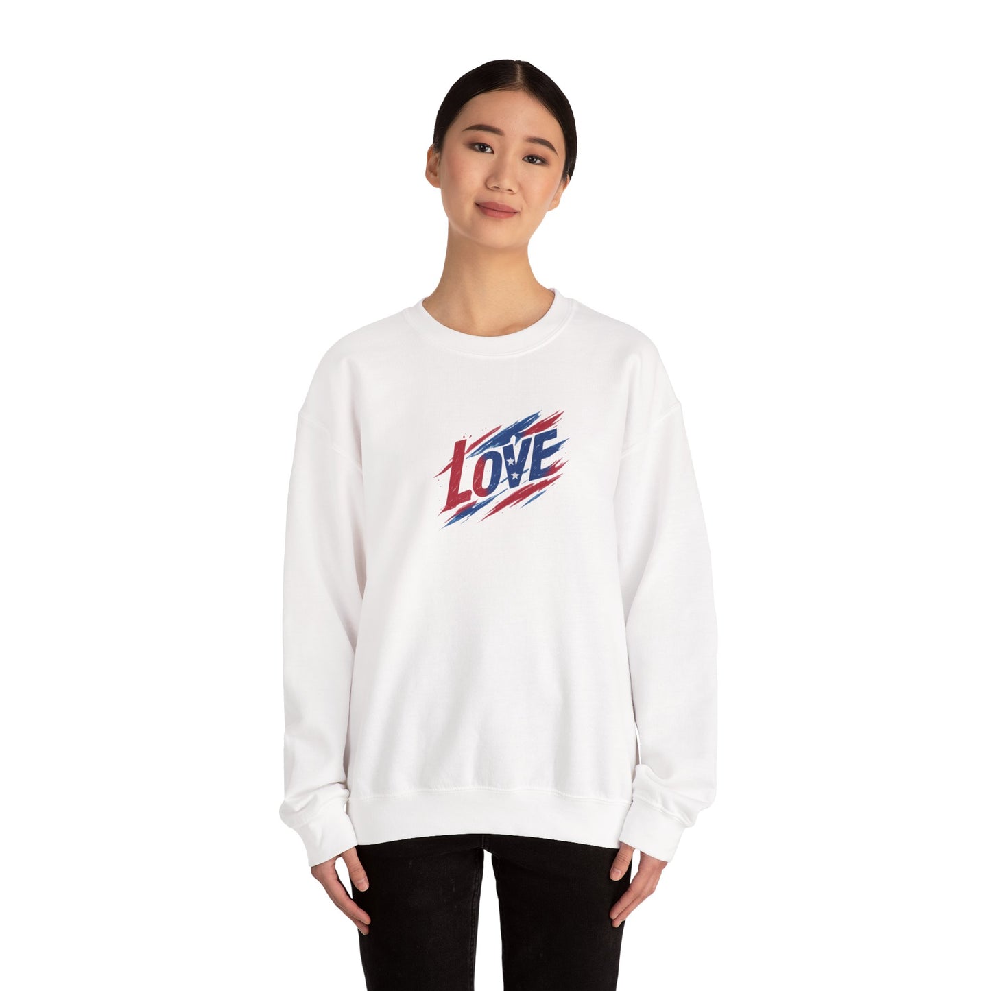 Patriotic Love Sweatshirt | Unisex Crewneck, Cozy Top for Celebrations, Gifts, Independence Day, Casual Style, Everyday Comfort