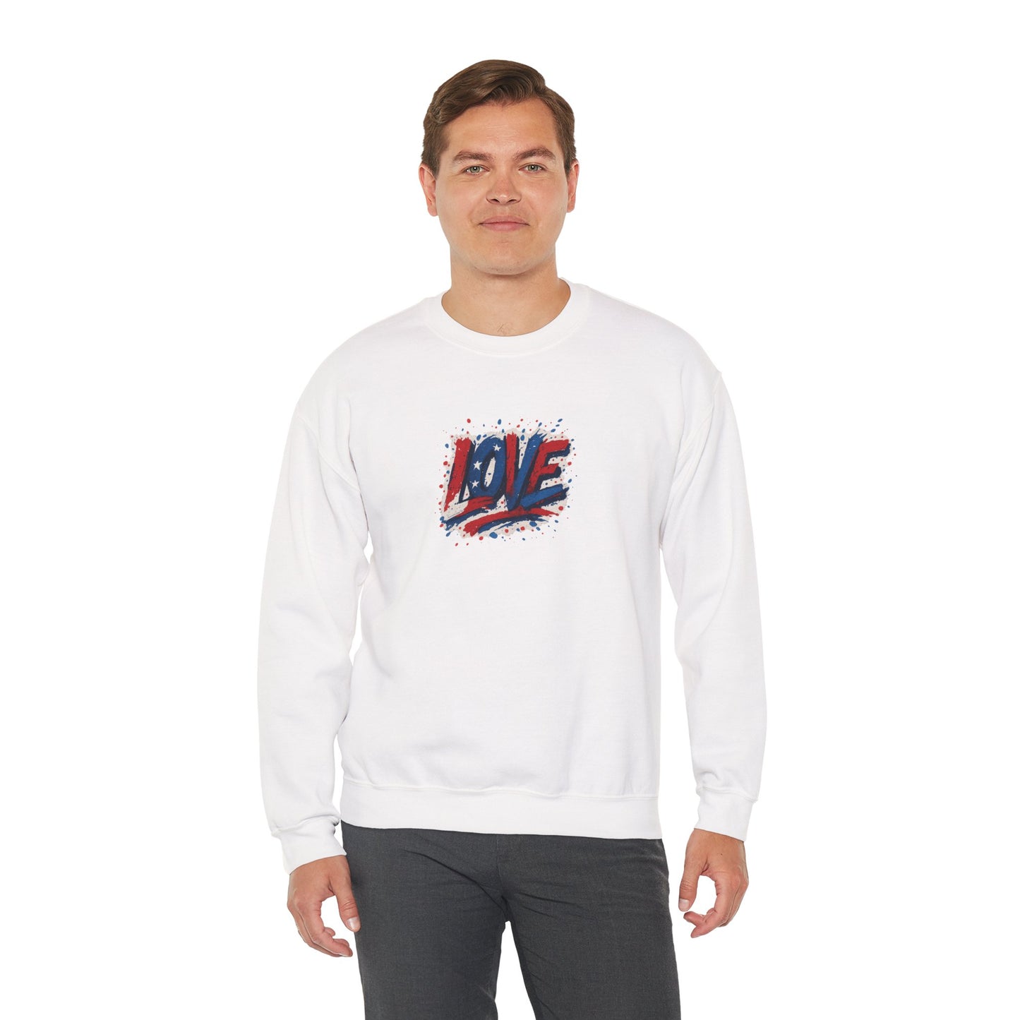 Patriotic Love Sweatshirt | Unisex Crewneck, Cozy Top for Celebrations, Gifts, Independence Day, Casual Style, Everyday Comfort
