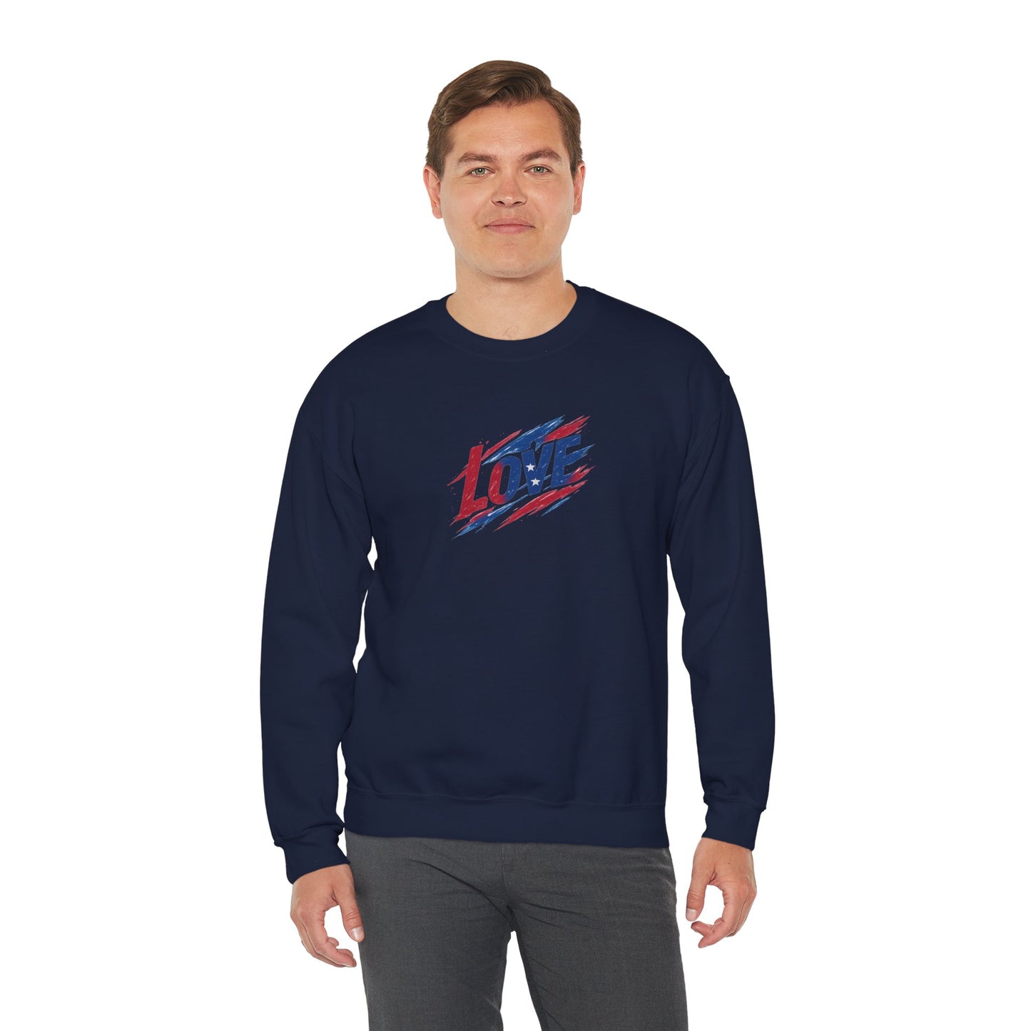 Patriotic Love Sweatshirt | Unisex Crewneck, Cozy Top for Celebrations, Gifts, Independence Day, Casual Style, Everyday Comfort