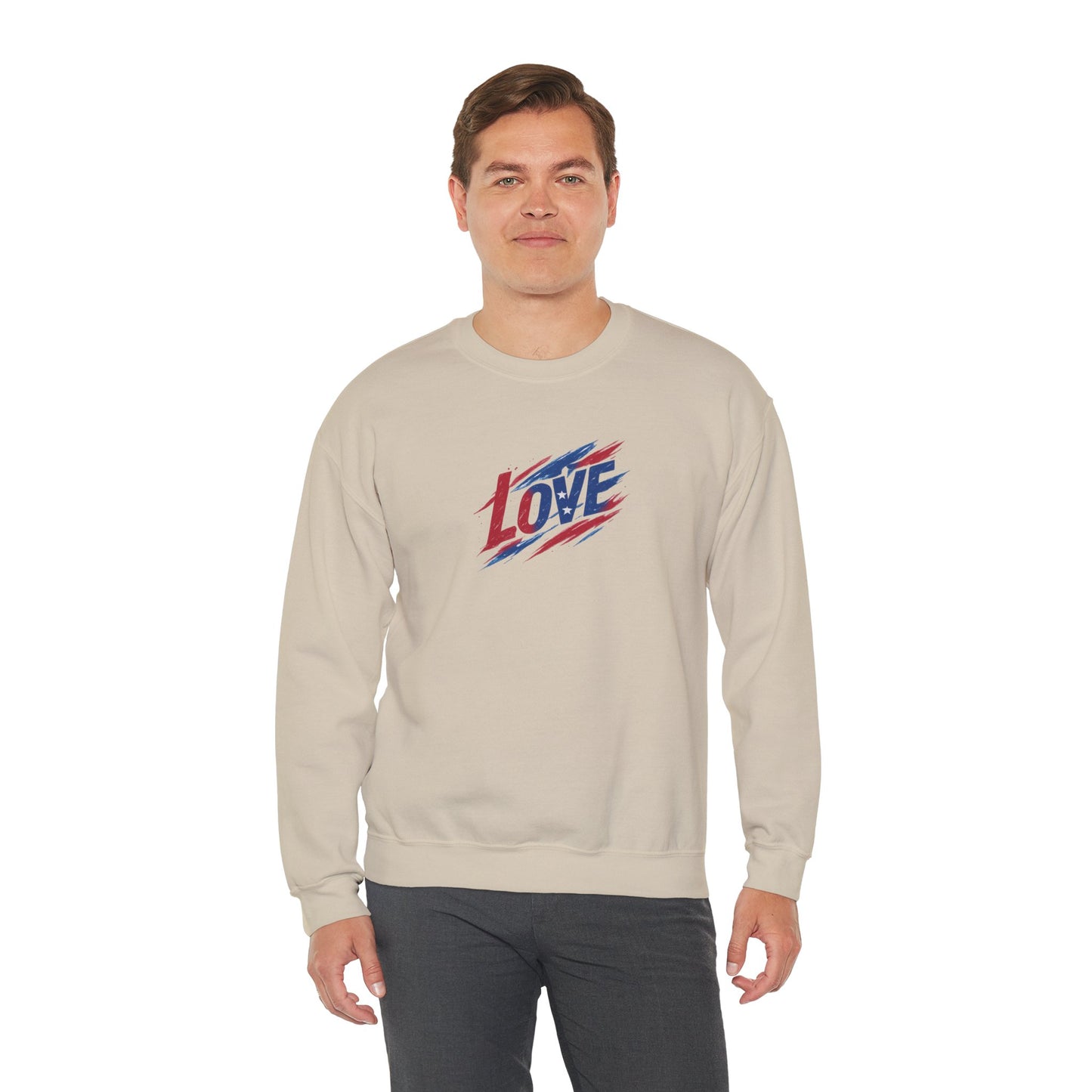 Patriotic Love Sweatshirt | Unisex Crewneck, Cozy Top for Celebrations, Gifts, Independence Day, Casual Style, Everyday Comfort