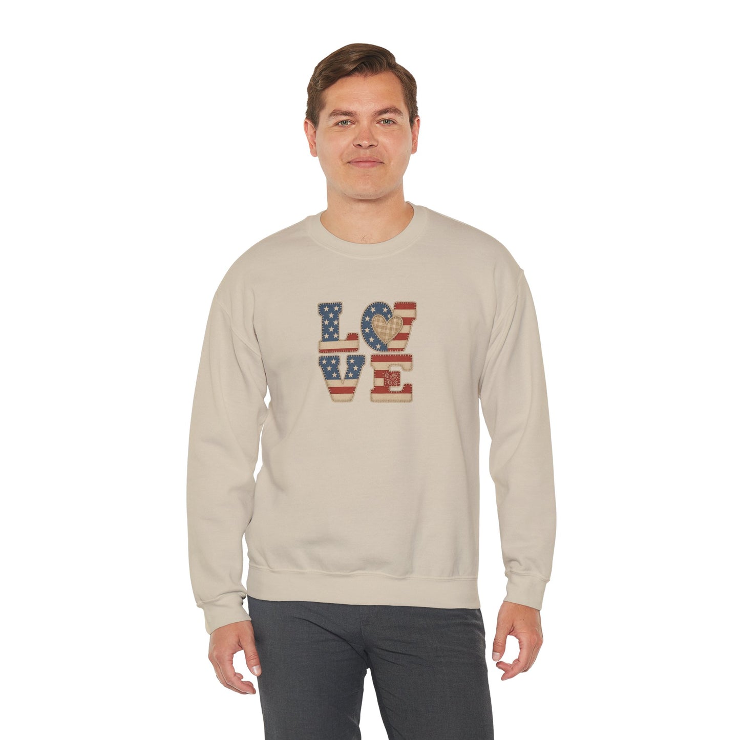 Patriotic Love Sweatshirt | Unisex Crewneck, Cozy Top for Celebrations, Gifts, Independence Day, Casual Style, Everyday Comfort