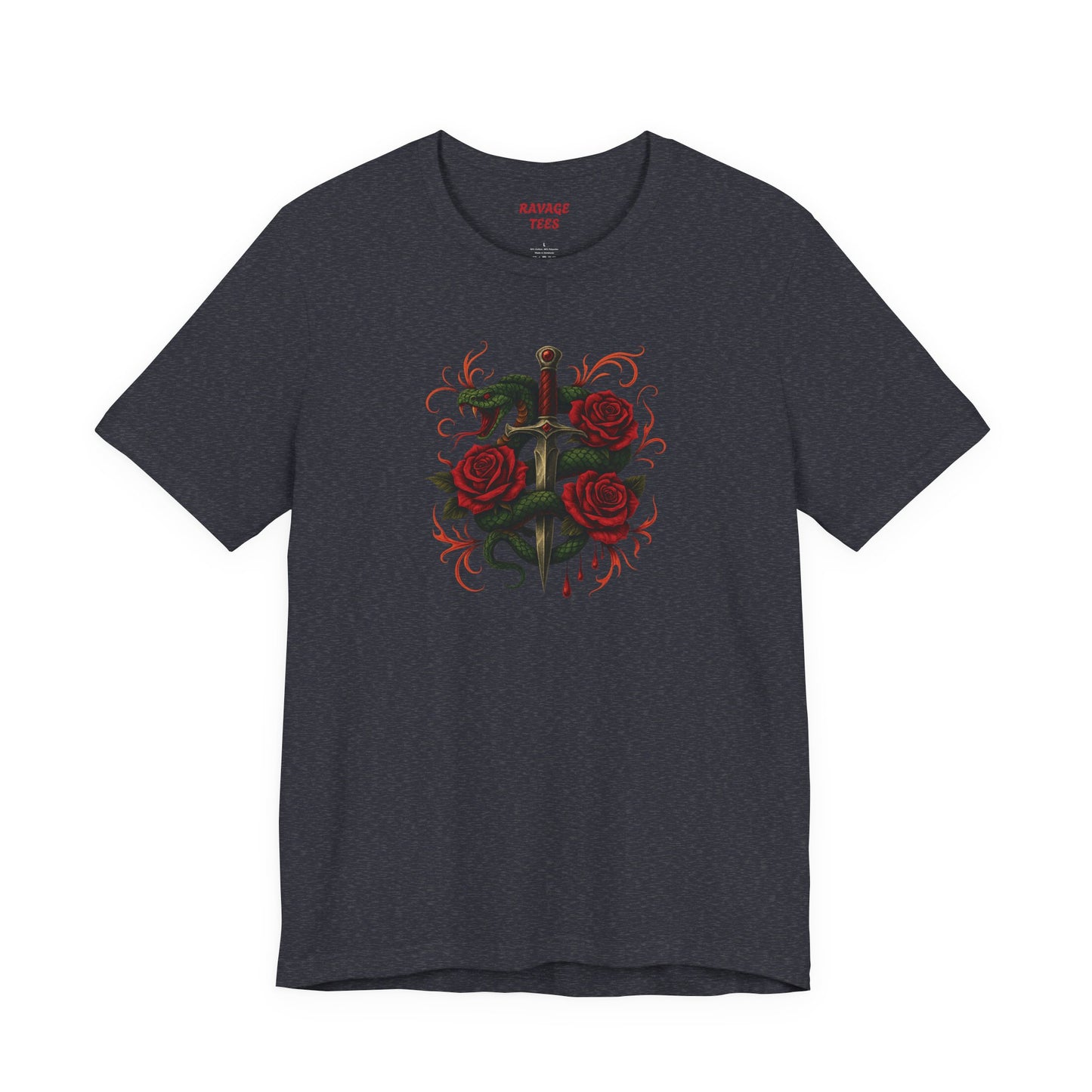 Edgy Rose Design Tee, Casual Wear, Gift for Music Lovers, Streetwear, Graphic Shirt, Vintage Style