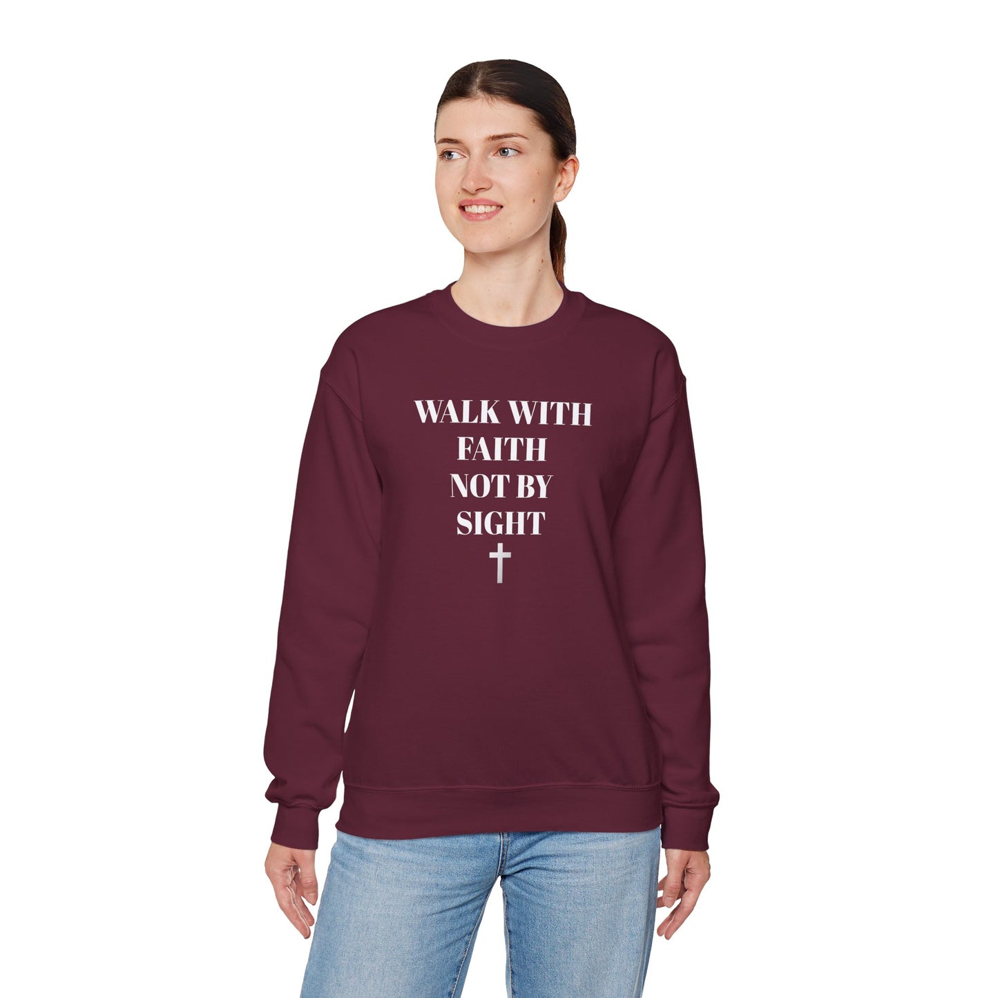 WALK WITH FAITH NOT BY SIGHT--FAITH Unisex Sweatshirt - Perfect for Everyday Wear, Casual Outings, Church, Gifts, Cozy Layering