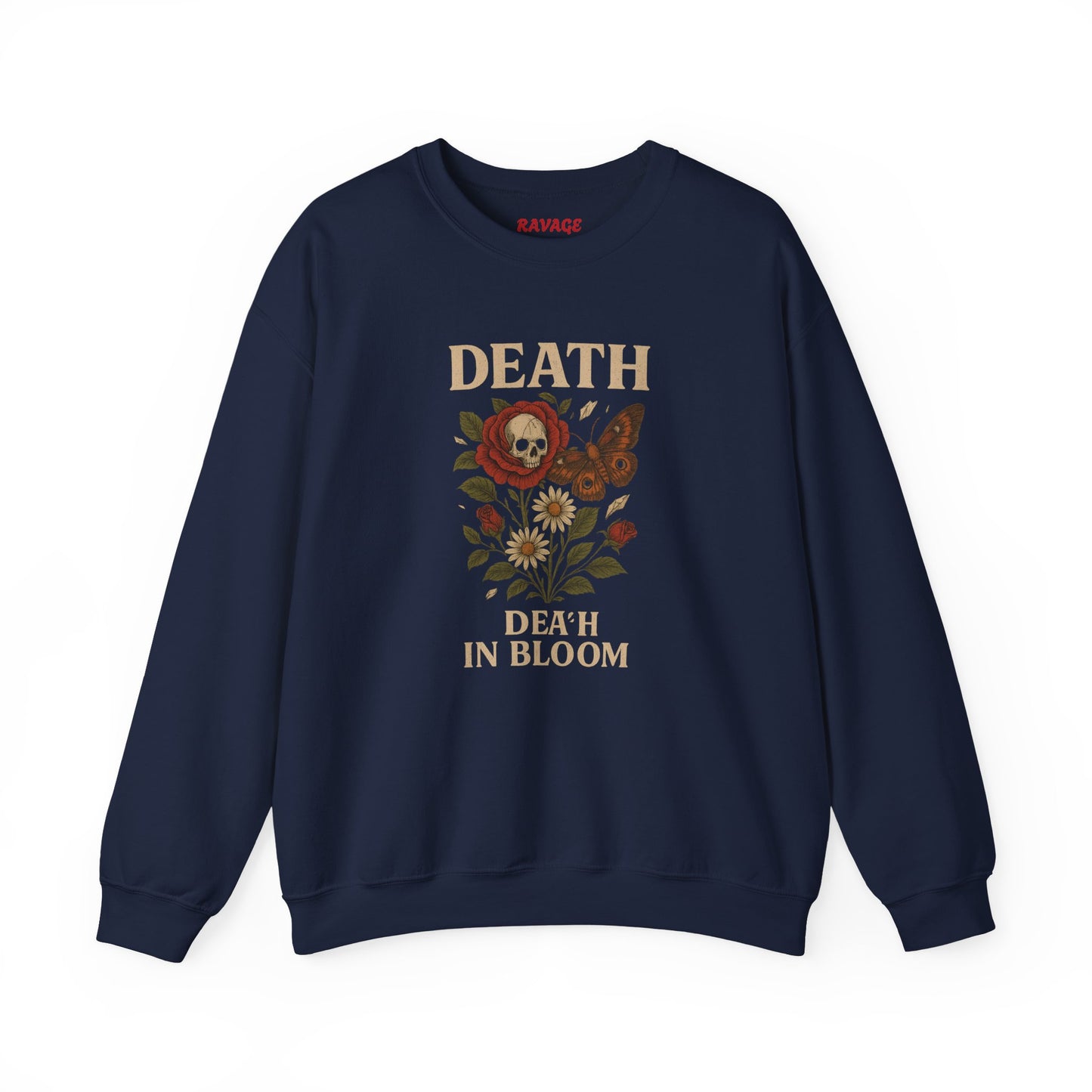 DEATH IN BLOOM Unisex Crewneck Sweatshirt – Heavy Blend Pullover for Casual Wear | Cozy Streetwear Gift for Her, Feminist Fashion Statement