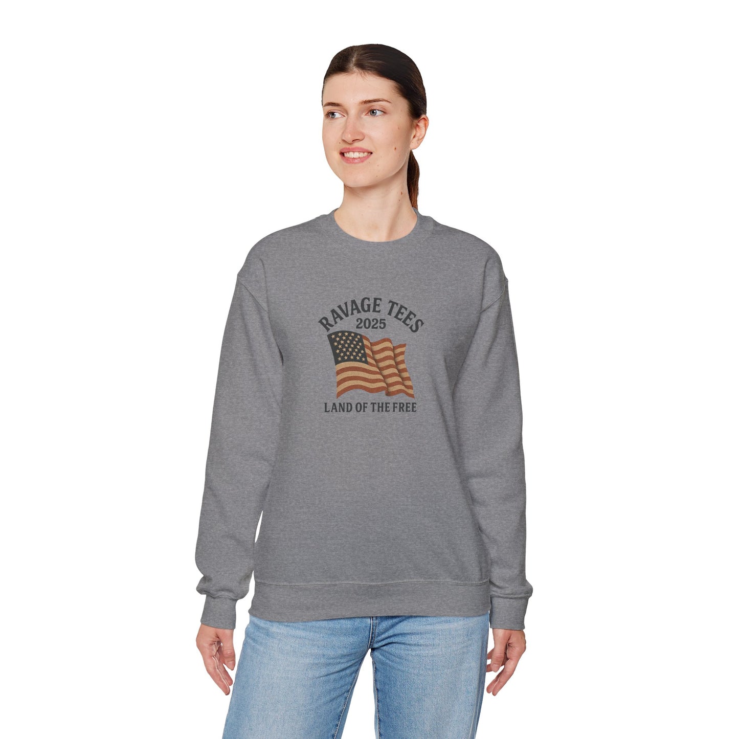 Patriotic Crewneck: "Land of the Free" Unisex Sweatshirt Gift