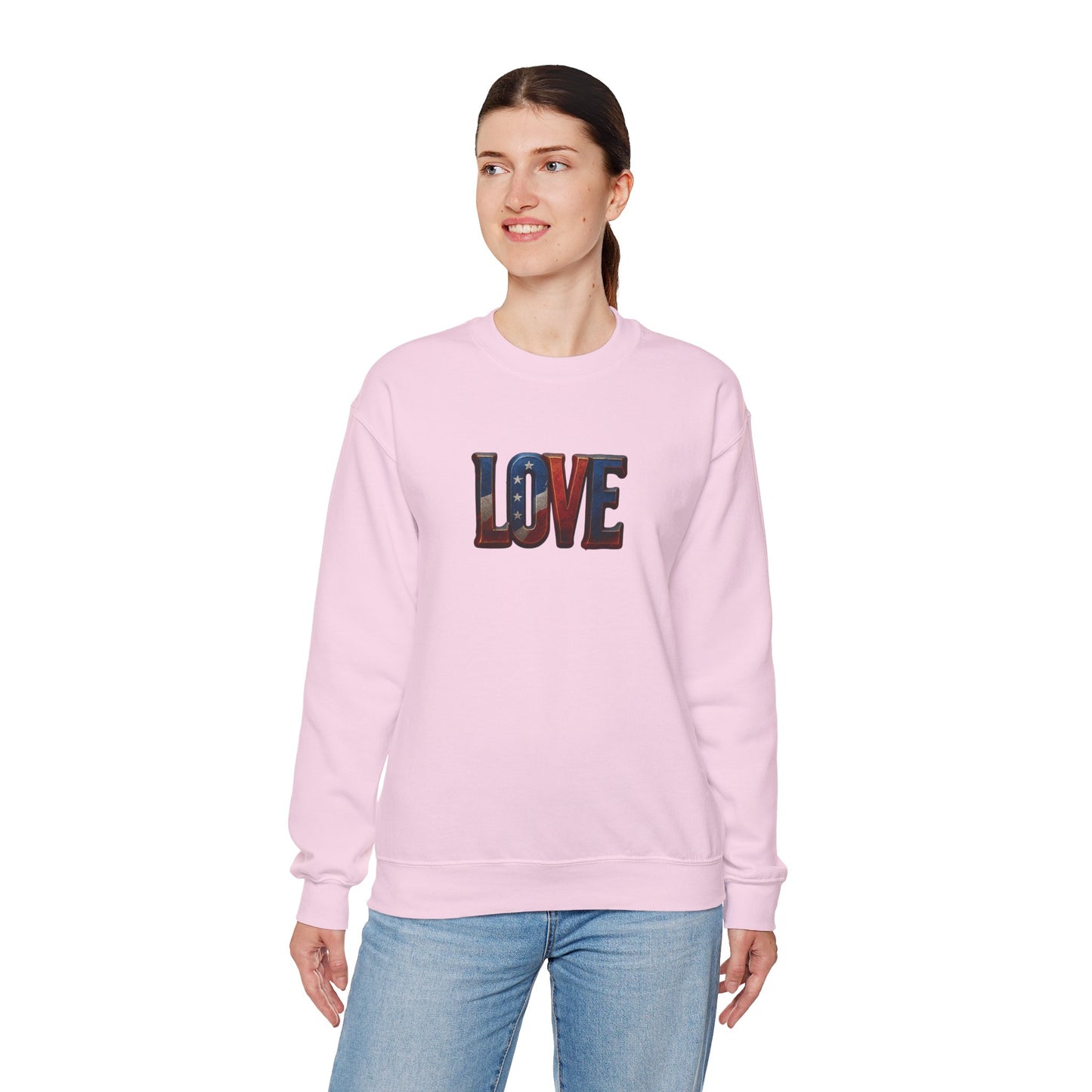 Patriotic Love Sweatshirt | Unisex Crewneck, Cozy Top for Celebrations, Gifts, Independence Day, Casual Style, Everyday Comfort