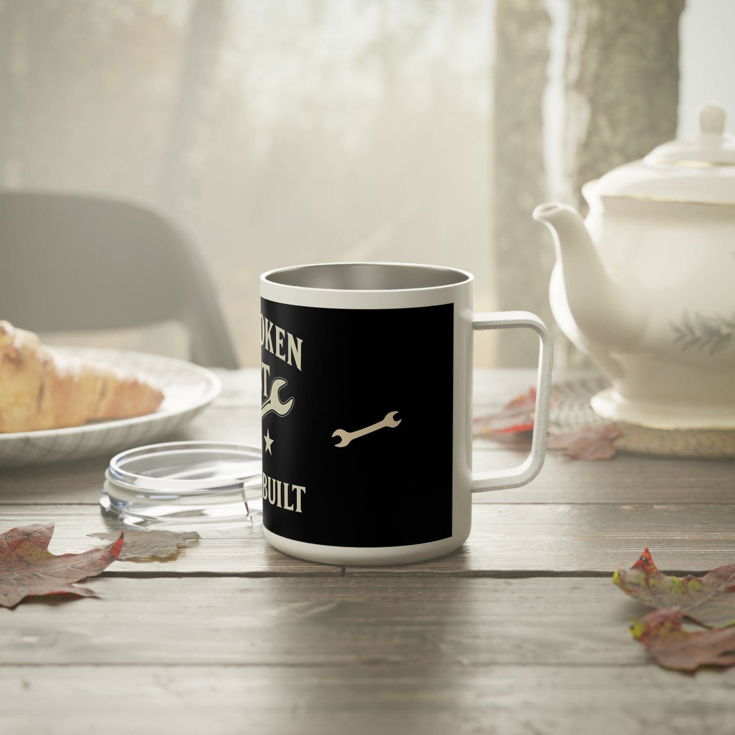 Not Broken Just Custom-Built Insulated Coffee Mug | Funny Gift for Mechanics, Builders, DIY Lovers
