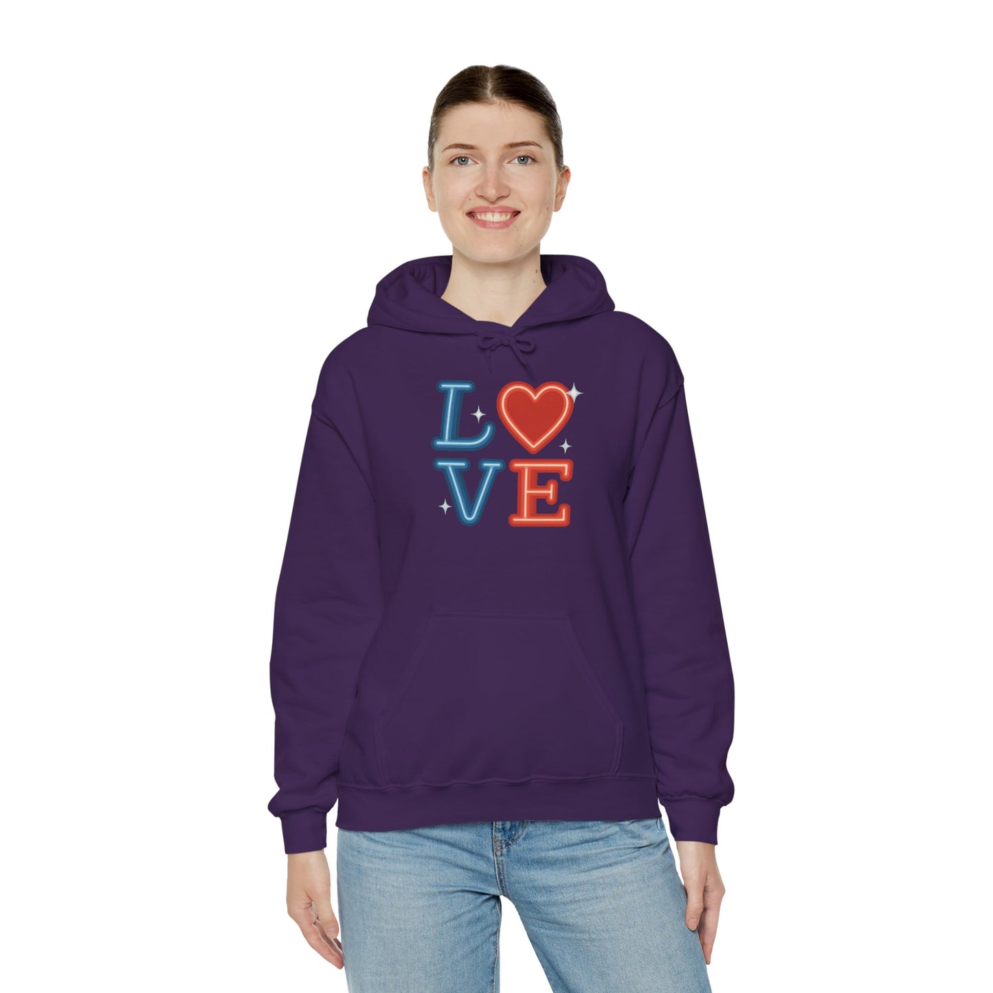 Unisex Hooded Sweatshirt with 'LOVE' Design - Cozy Gift for Friends, Valentine's Day, Casual Wear, Relaxation, Everyday Use