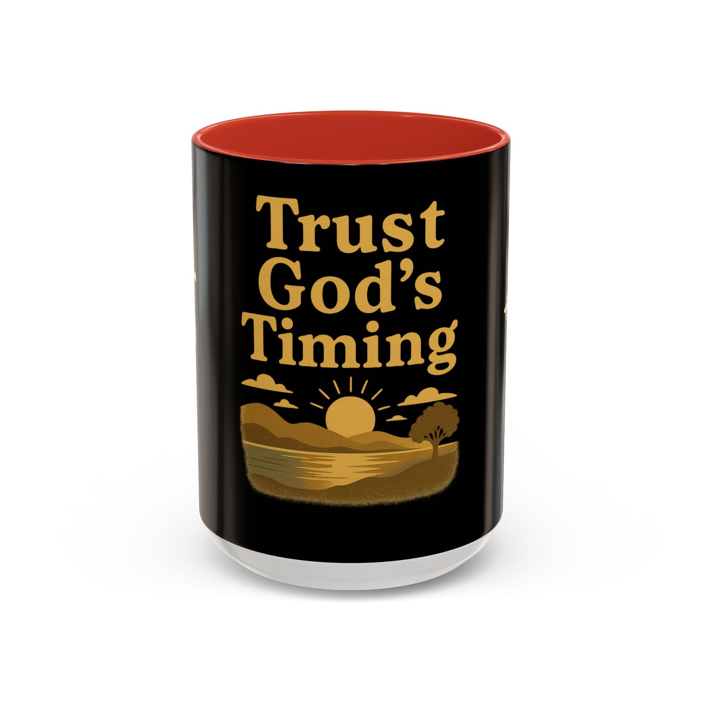 Trust God's Timing Christian Coffee Mug – Inspirational Accent Cup (11oz & 15oz), Faith-Based Gift for Coffee & Tea Lovers