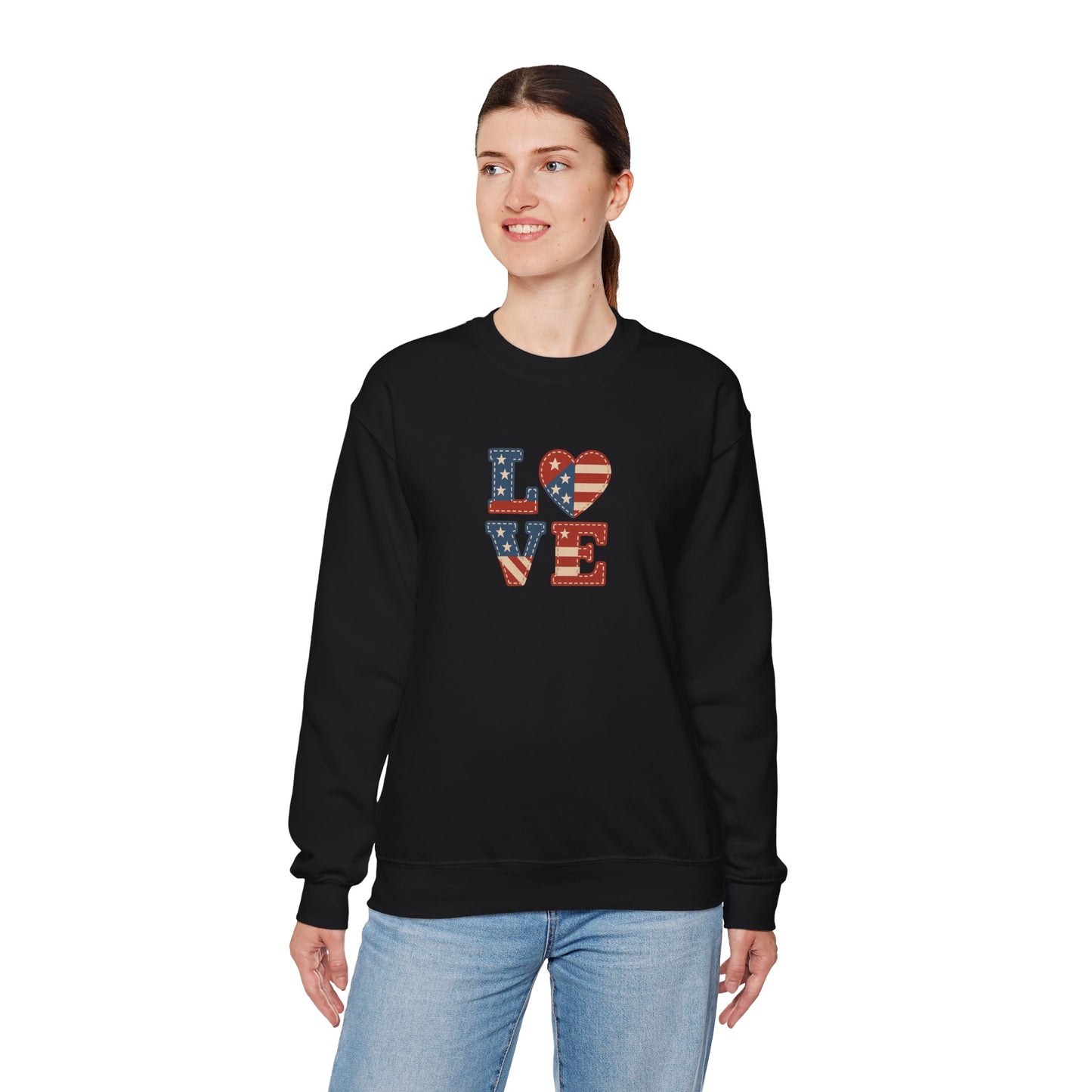 Patriotic Love Sweatshirt | Unisex Crewneck, Cozy Top for Celebrations, Gifts, Independence Day, Casual Style, Everyday Comfort