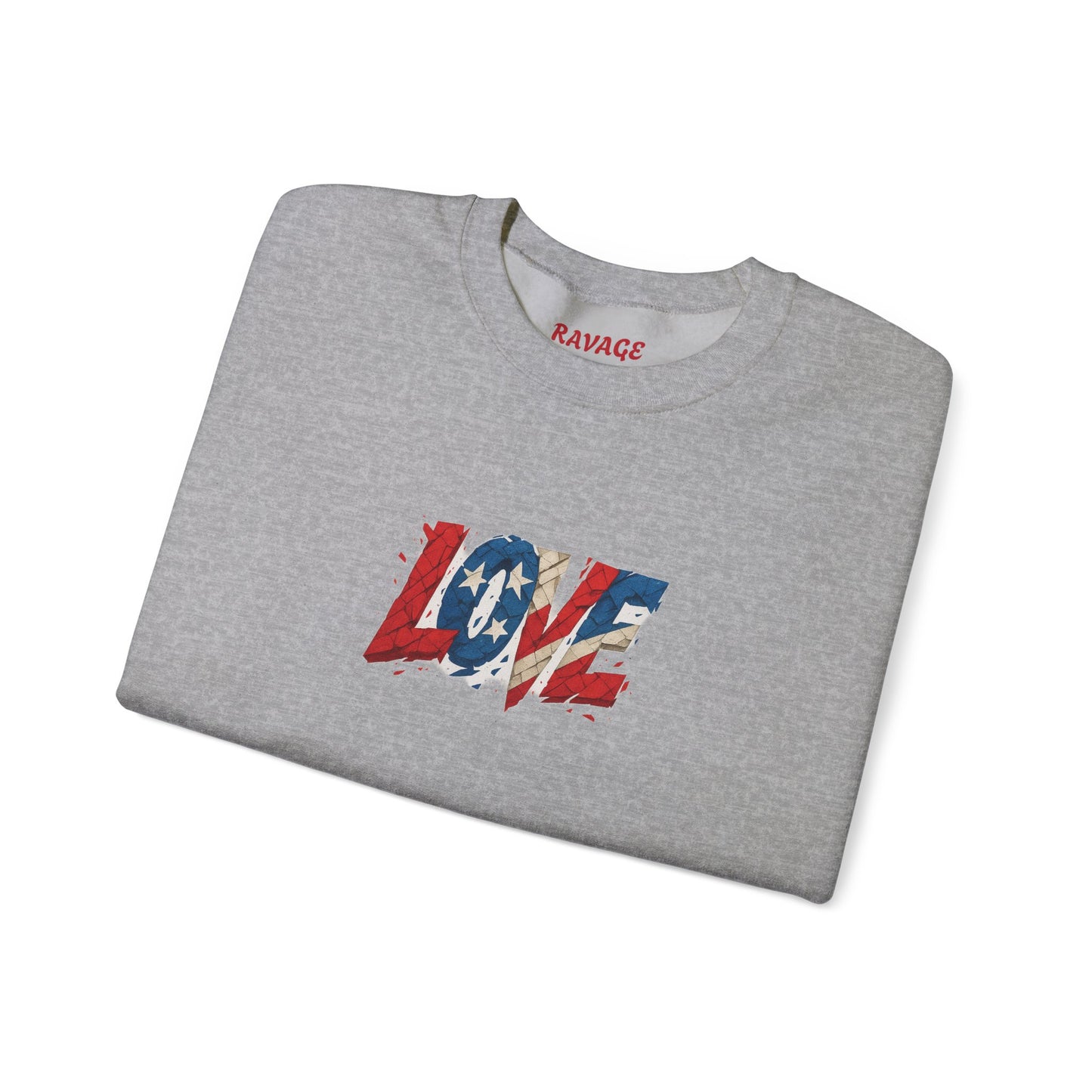 Patriotic Love Sweatshirt | Unisex Crewneck, Cozy Top for Celebrations, Gifts, Independence Day, Casual Style, Everyday Comfort