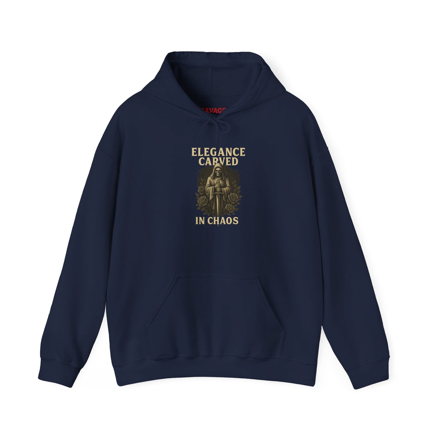 ELEGEANCE CARVED IN CHAOS Graphic Hoodie – Unisex Pullover Sweatshirt for Nature Lovers | Cozy Streetwear for Spring, Casual Wear & Eco-Friendly Gifts