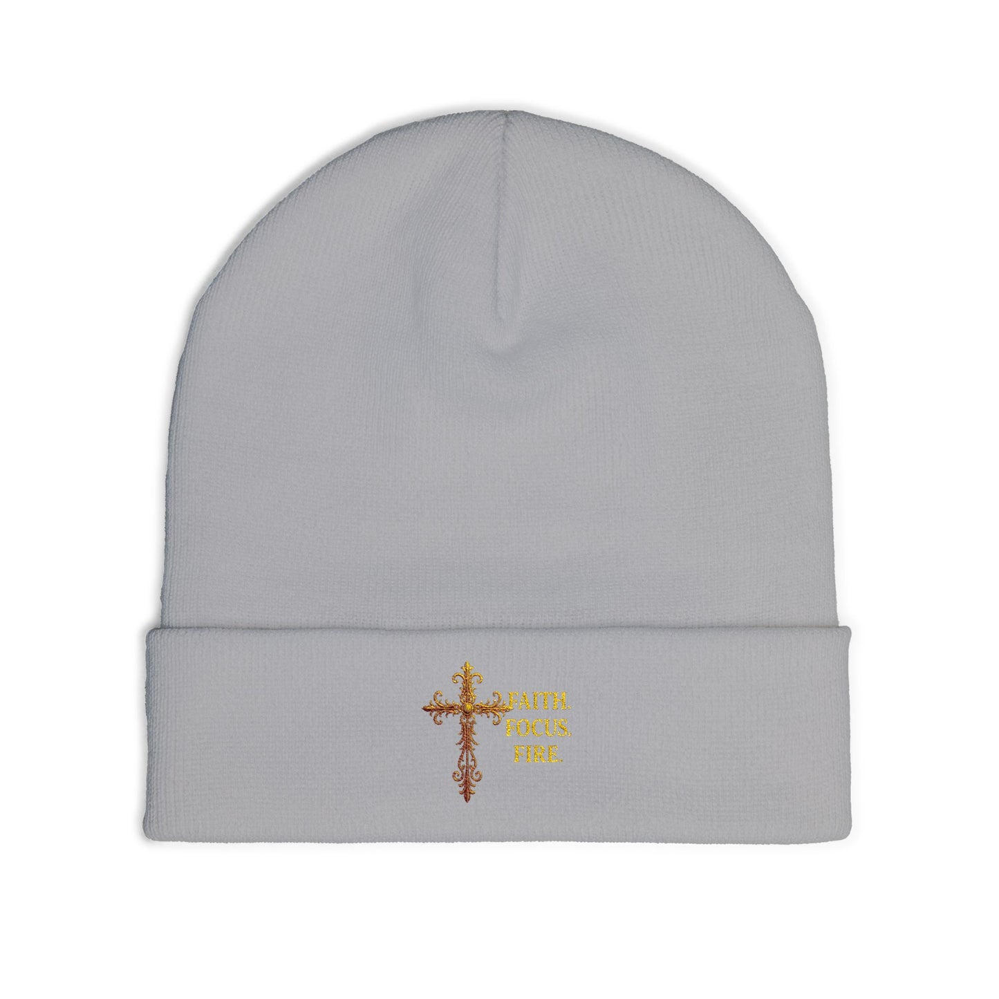 Embroidered Faith Beanie - Cozy Knit Hat for Winter, Inspirational Accessory, Unisex, Gift for Believers, Fashionable Headwear