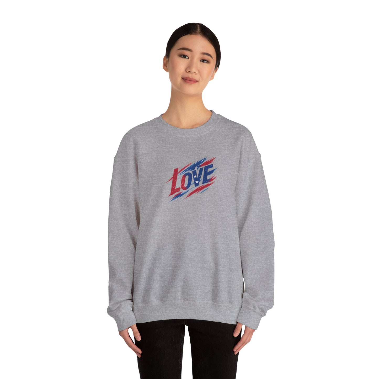 Patriotic Love Sweatshirt | Unisex Crewneck, Cozy Top for Celebrations, Gifts, Independence Day, Casual Style, Everyday Comfort