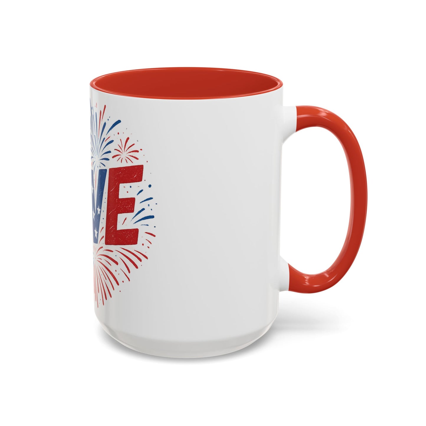 Patriotic Love Coffee Mug for Independence Day, Love Mug, Fireworks Gift, Holiday Drinkware, Celebration Cup