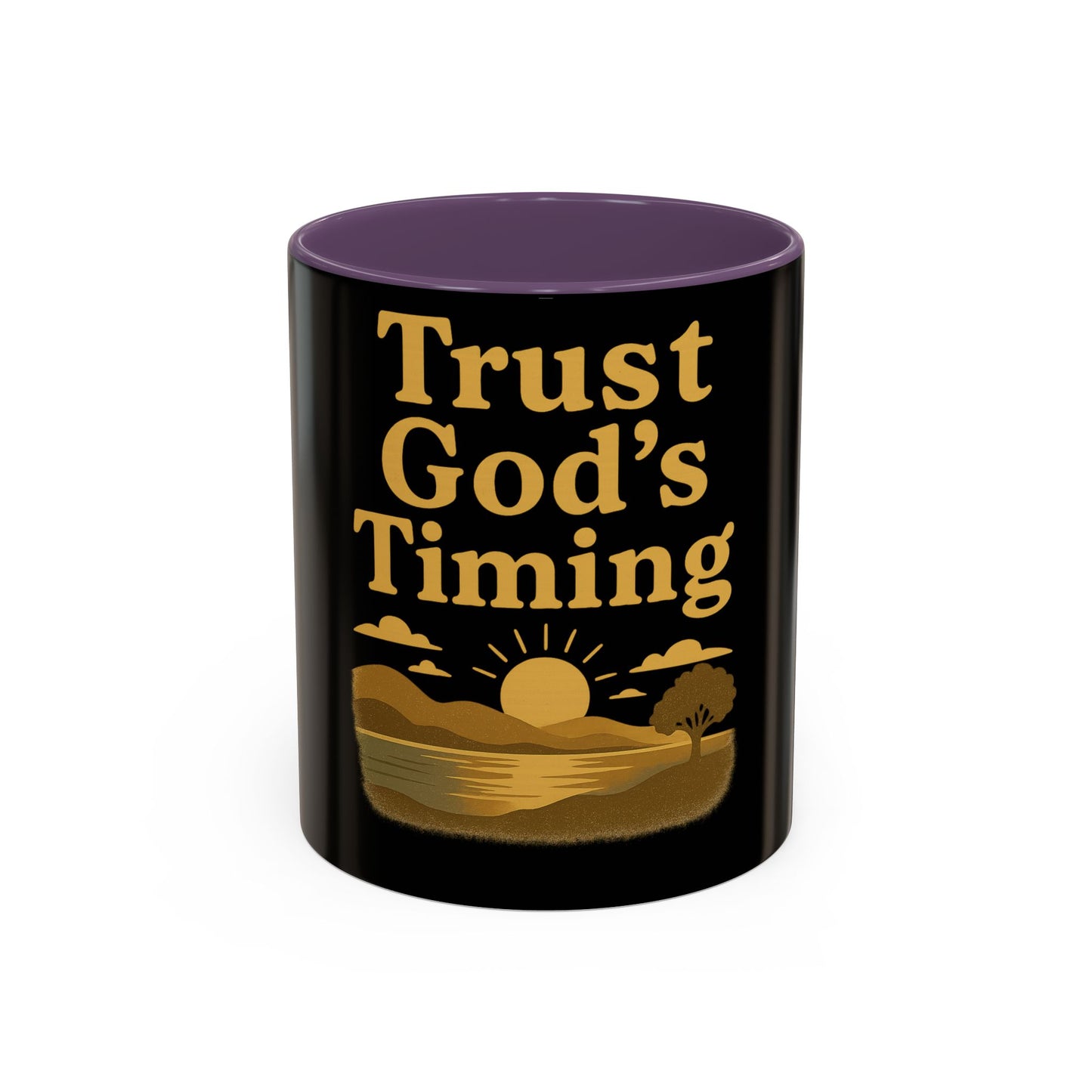 Trust God's Timing Christian Coffee Mug – Inspirational Accent Cup (11oz & 15oz), Faith-Based Gift for Coffee & Tea Lovers