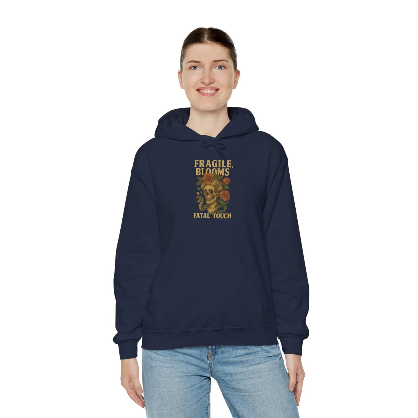 FRAGILE BLOOM FATAL TOUCH Graphic Hoodie – Unisex Pullover Sweatshirt for Nature Lovers | Cozy Streetwear for Spring, Casual Wear & Eco-Friendly Gifts