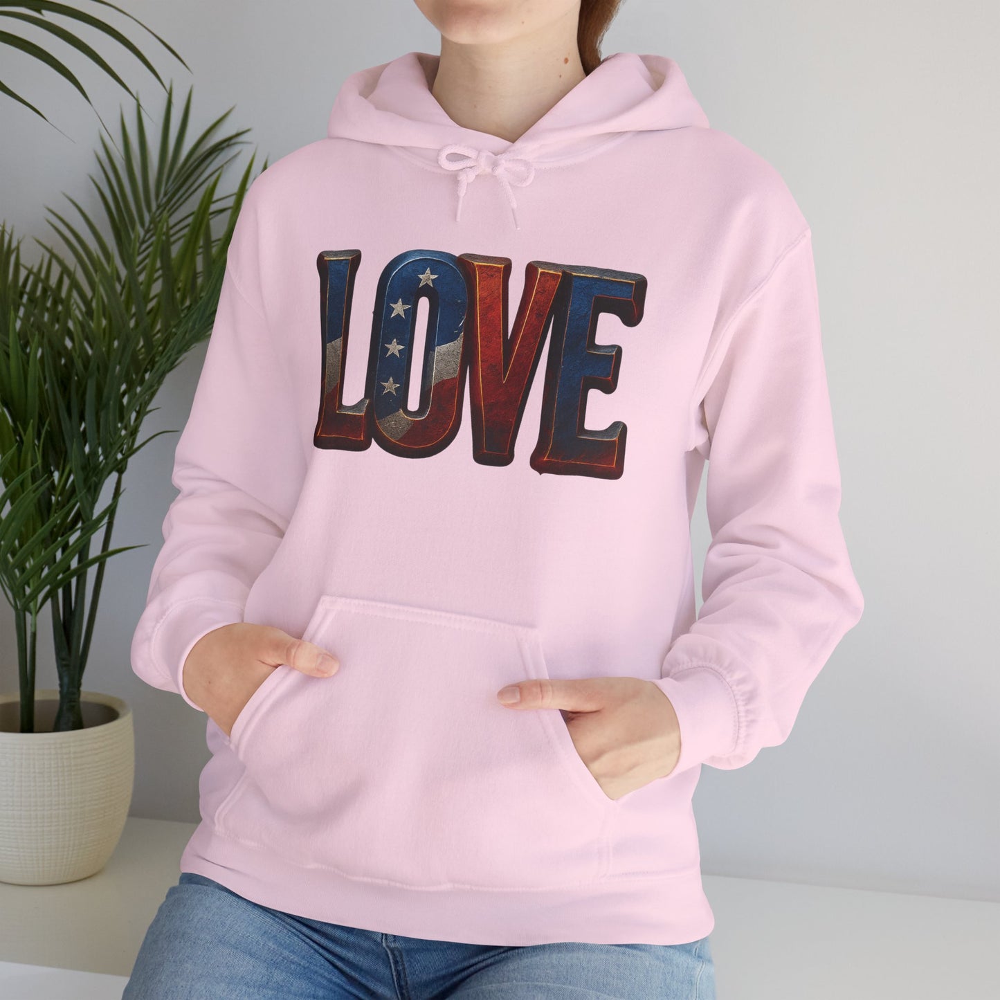 Unisex Hooded Sweatshirt with 'LOVE' Design - Cozy Gift for Friends, Valentine's Day, Casual Wear, Relaxation, Everyday Use