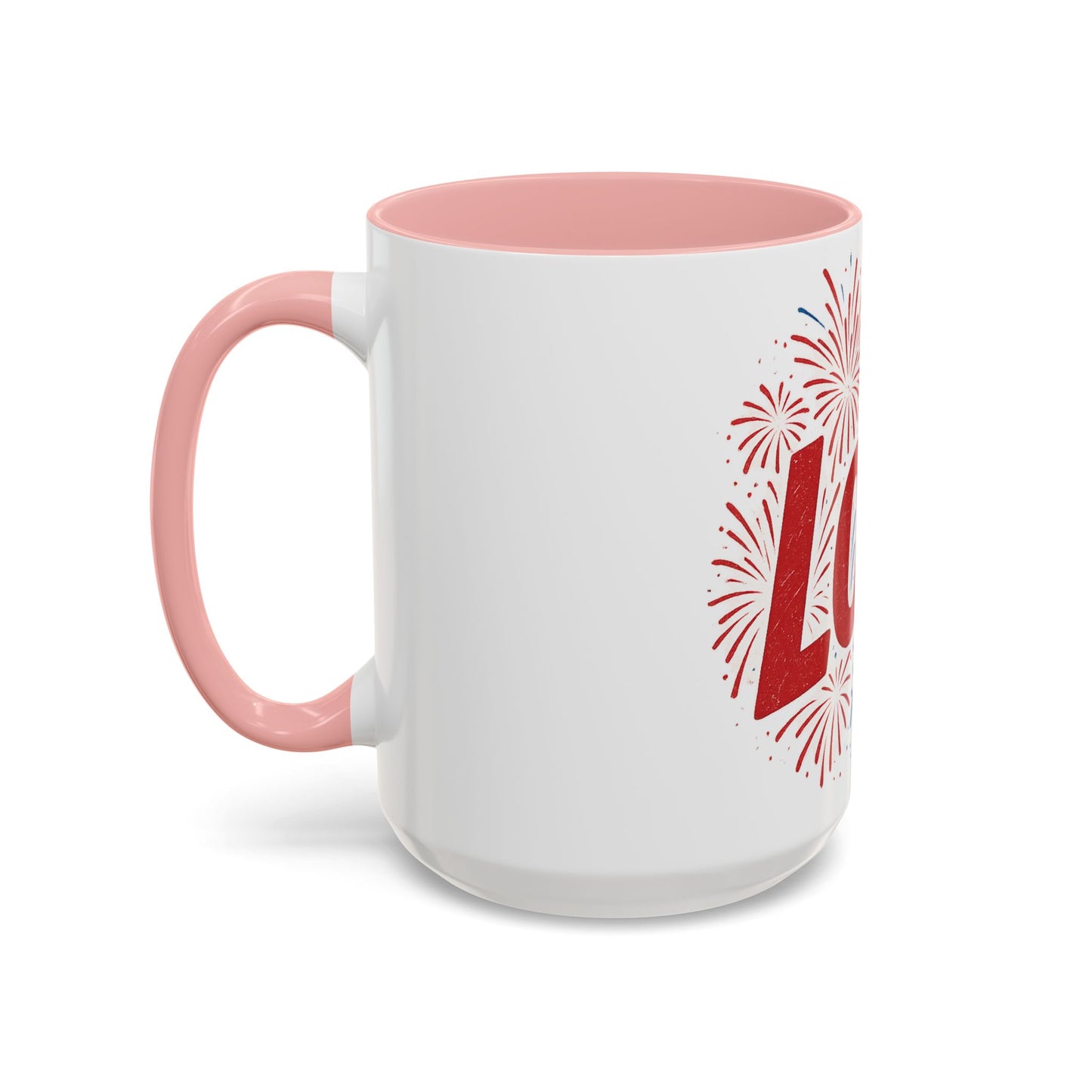 Patriotic Love Coffee Mug for Independence Day, Love Mug, Fireworks Gift, Holiday Drinkware, Celebration Cup