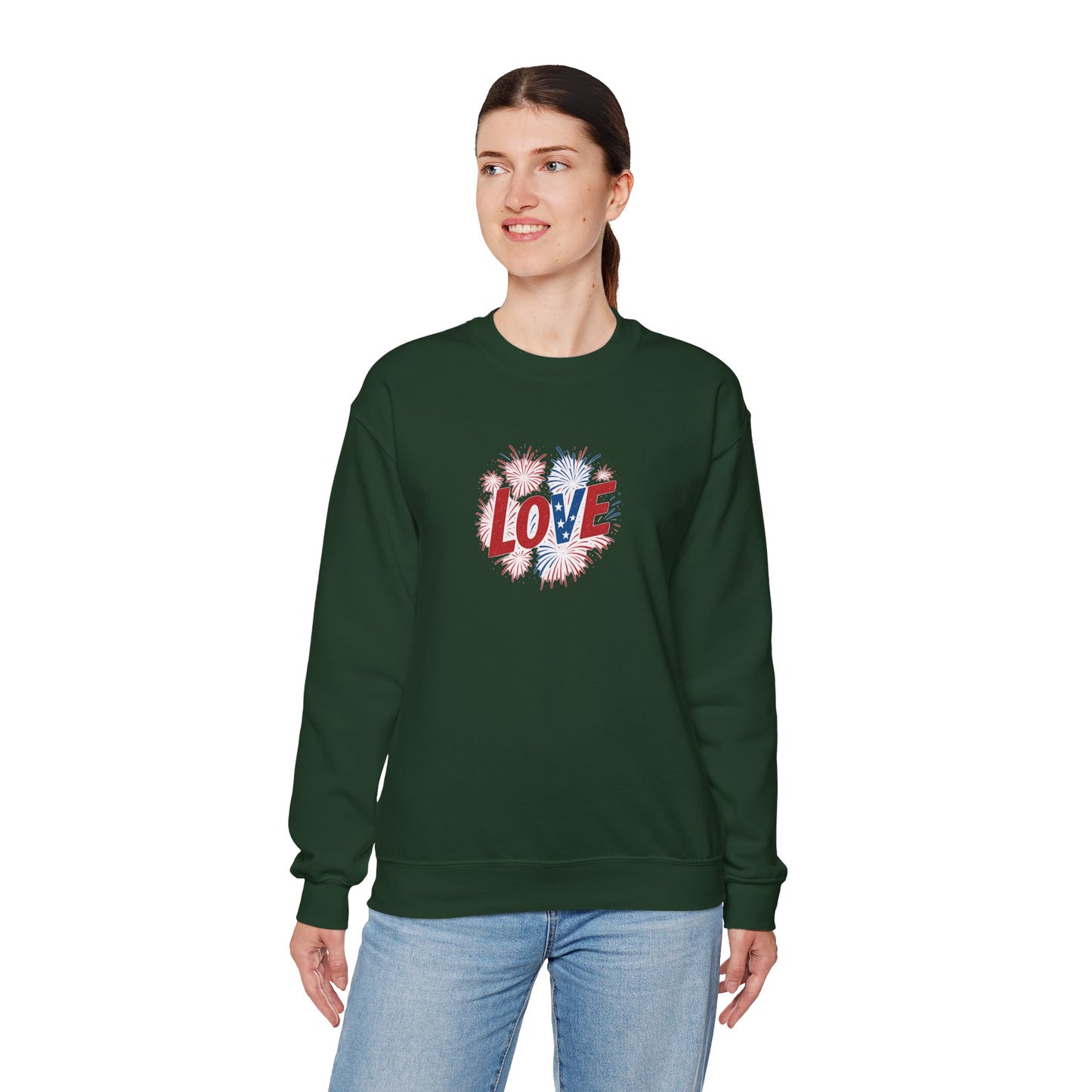 Patriotic Love Sweatshirt | Unisex Crewneck, Cozy Top for Celebrations, Gifts, Independence Day, Casual Style, Everyday Comfort