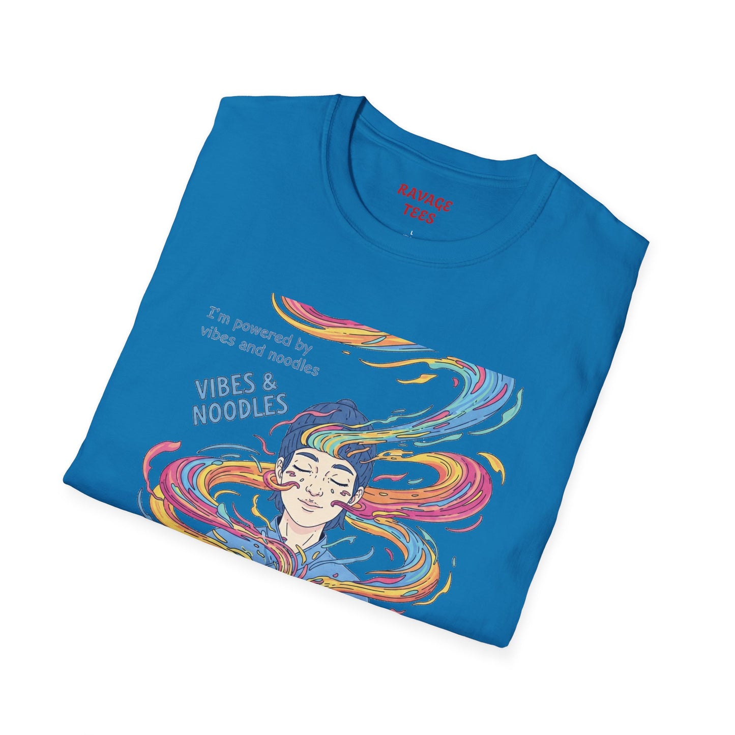Vibes and Noodles Graphic Tee – Unisex Softstyle T-Shirt, Fun Quirky Apparel, Gift for Food Lovers, Casual Everyday Wear