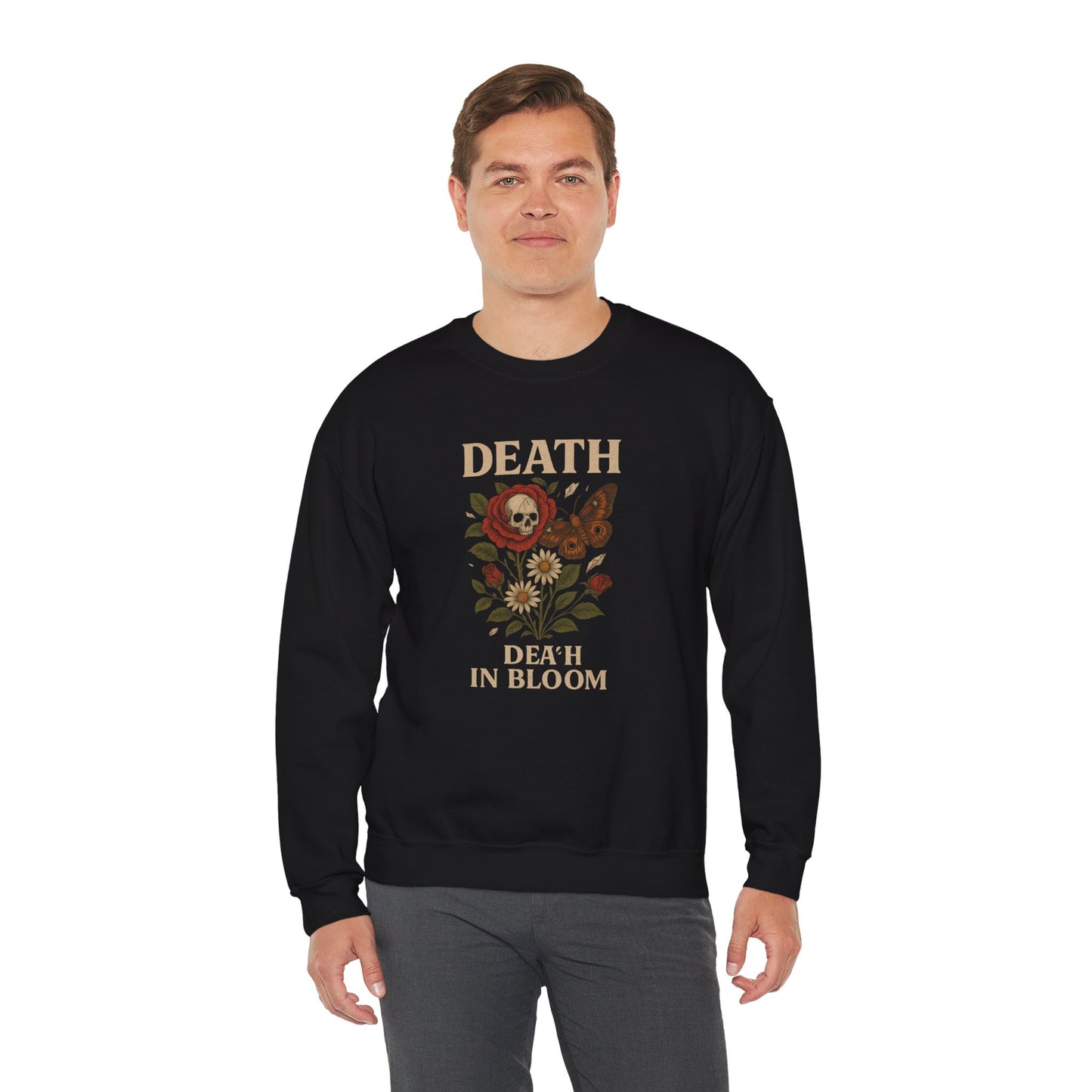 DEATH IN BLOOM Unisex Crewneck Sweatshirt – Heavy Blend Pullover for Casual Wear | Cozy Streetwear Gift for Her, Feminist Fashion Statement
