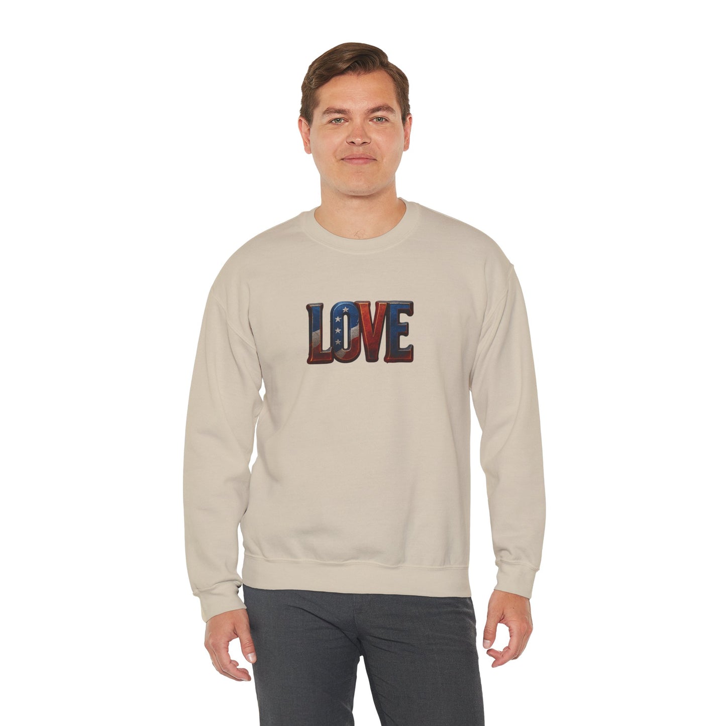 Patriotic Love Sweatshirt | Unisex Crewneck, Cozy Top for Celebrations, Gifts, Independence Day, Casual Style, Everyday Comfort