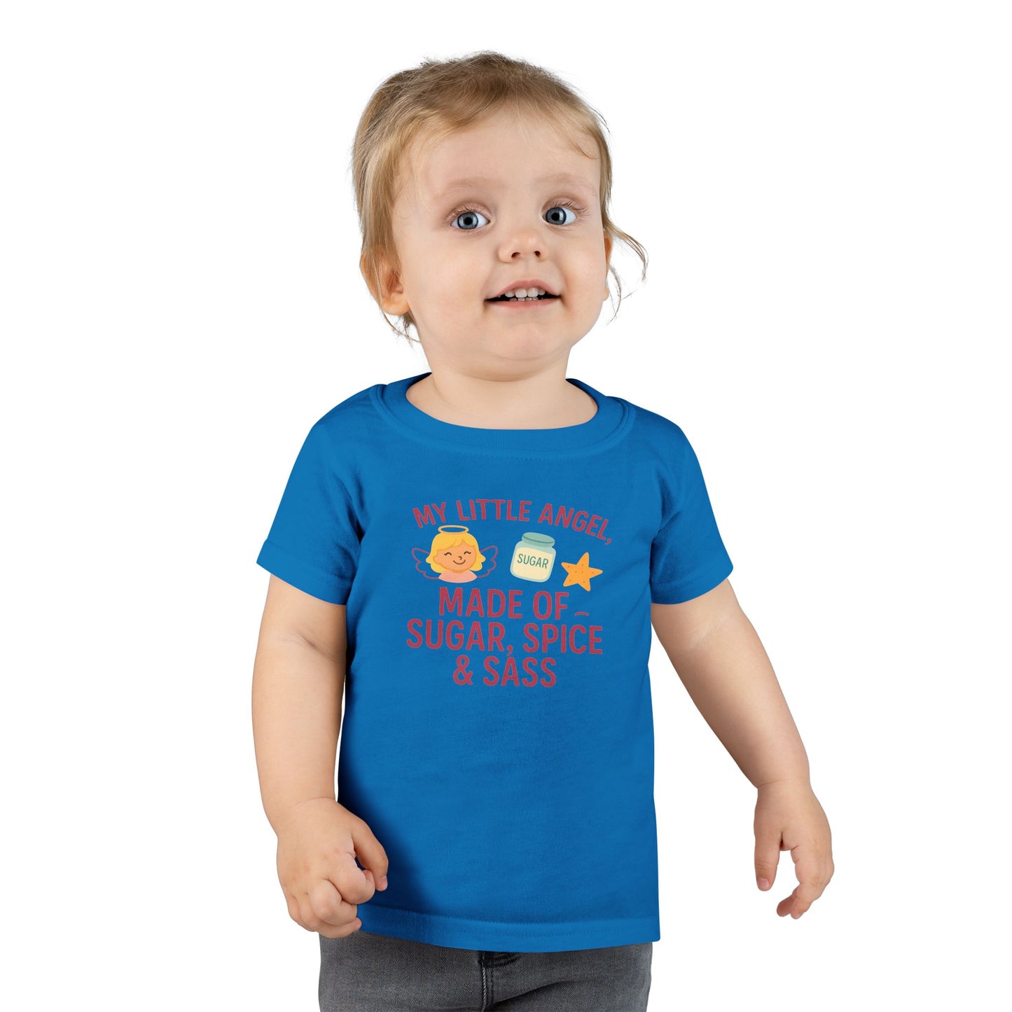 Toddler T-Shirt - My Little Angel - Made of Sugar, Spice & Sass - Cute Gift for Birthday, Baby Shower, Toddler Playdates, Everyday Wear